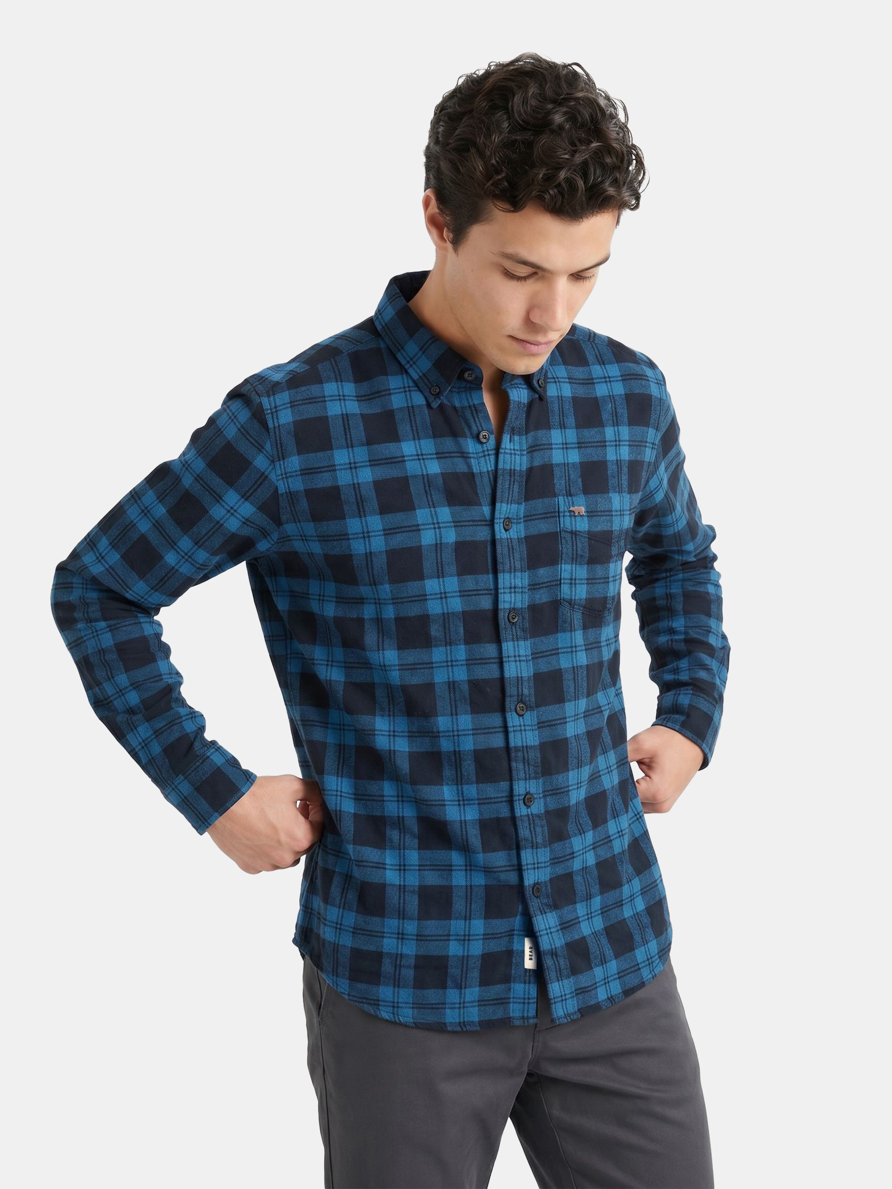 Men Blue Checked Shirt