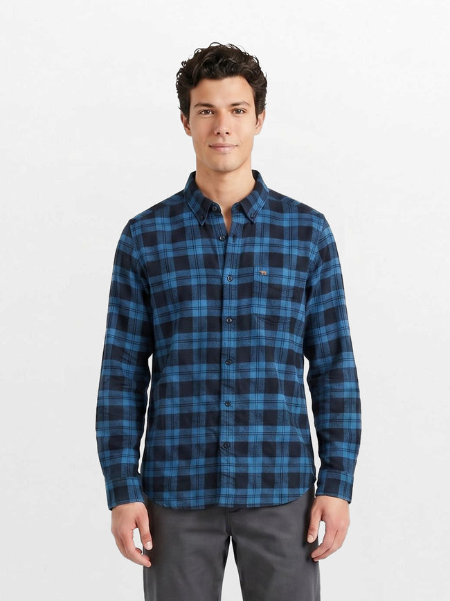 Men Blue Checked Shirt