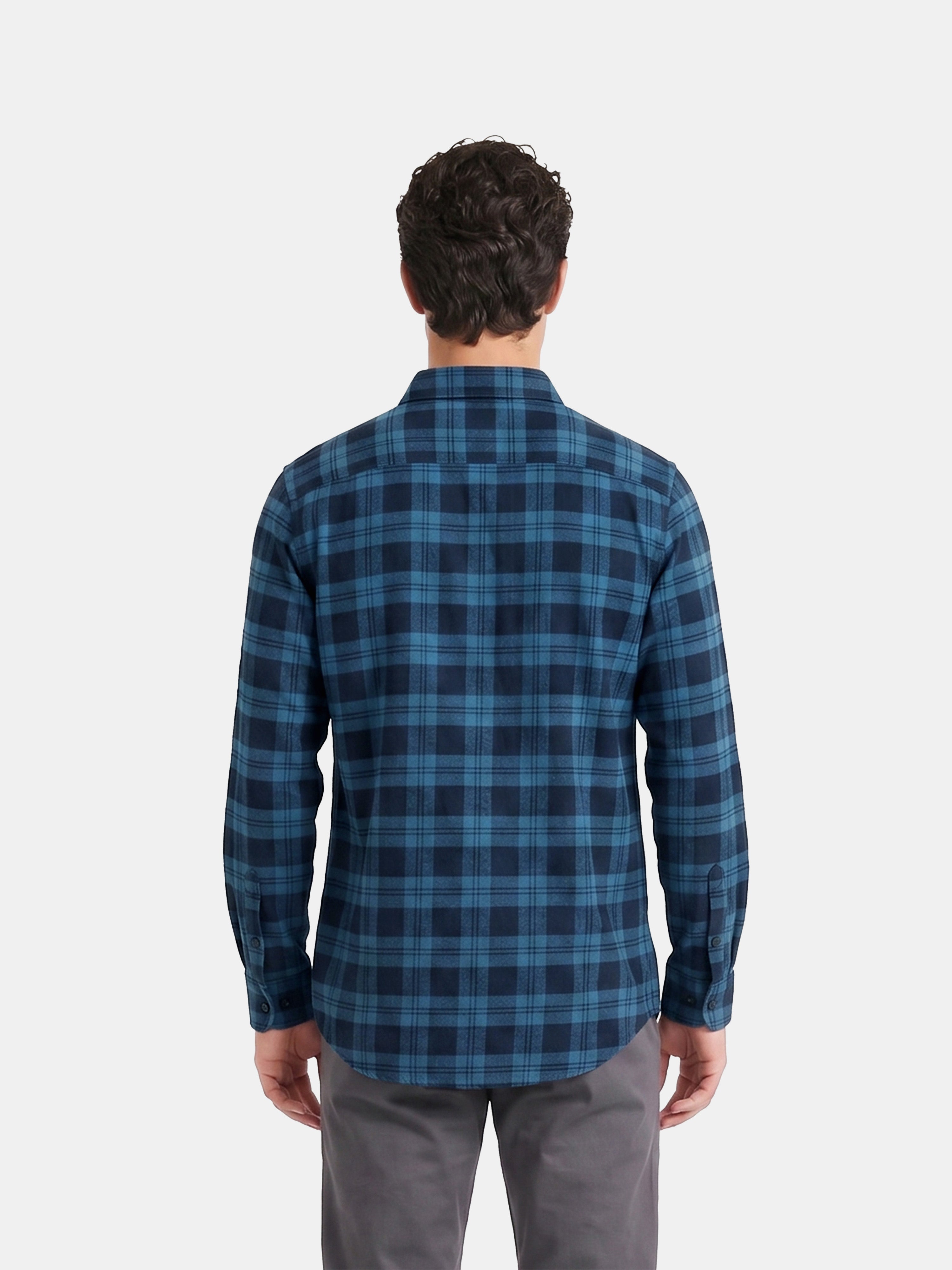 Men Blue Checked Shirt