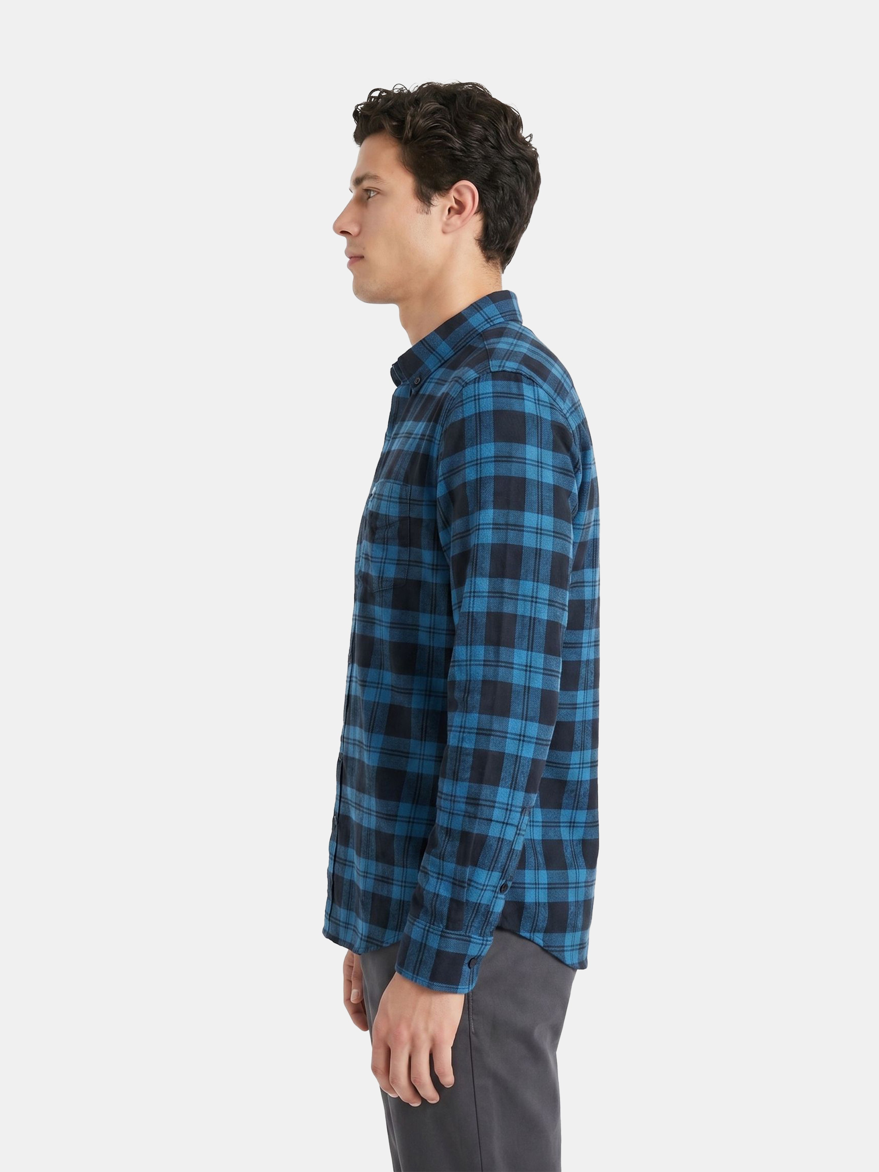 Men Blue Checked Shirt