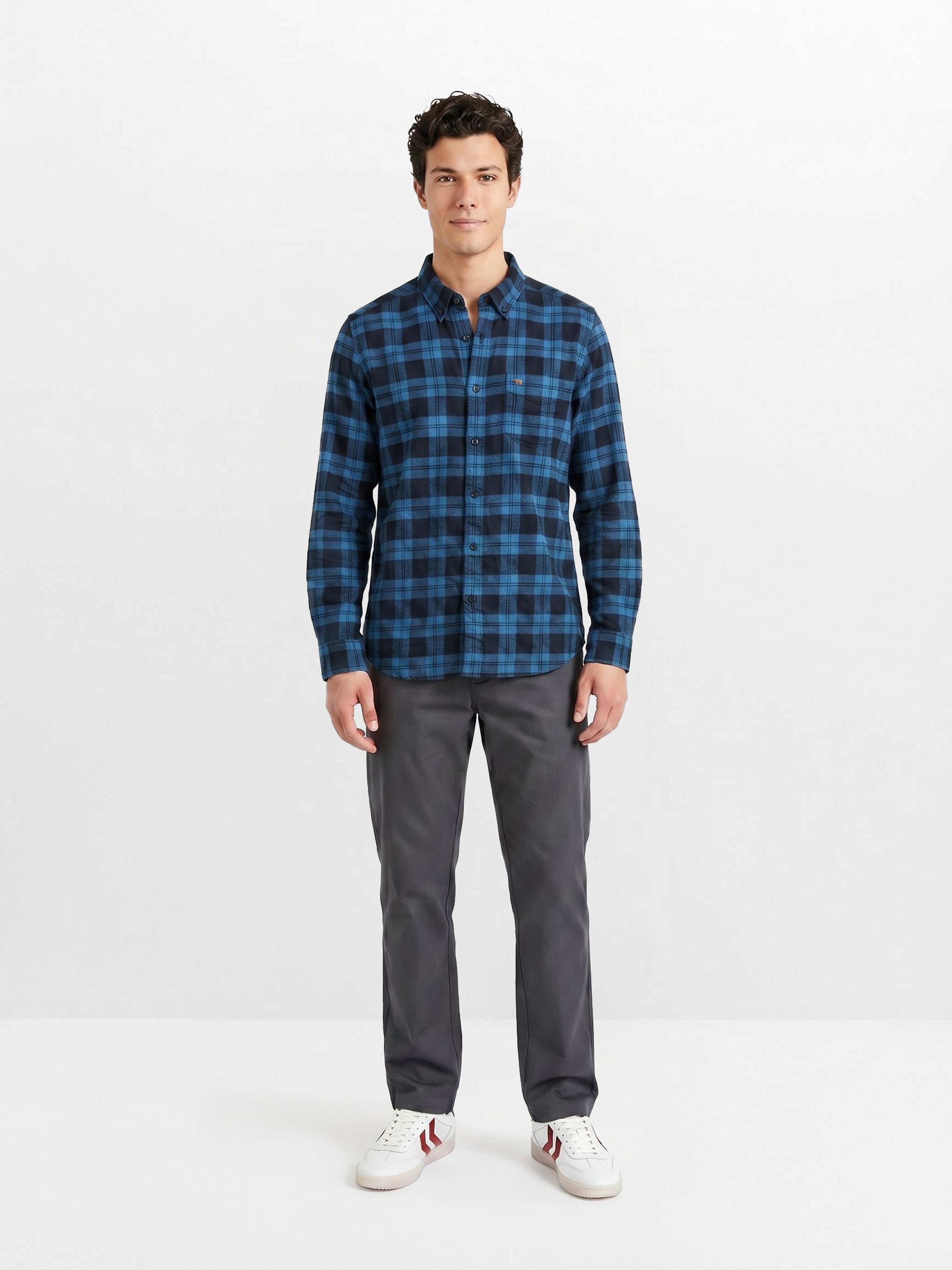 Men Blue Checked Shirt