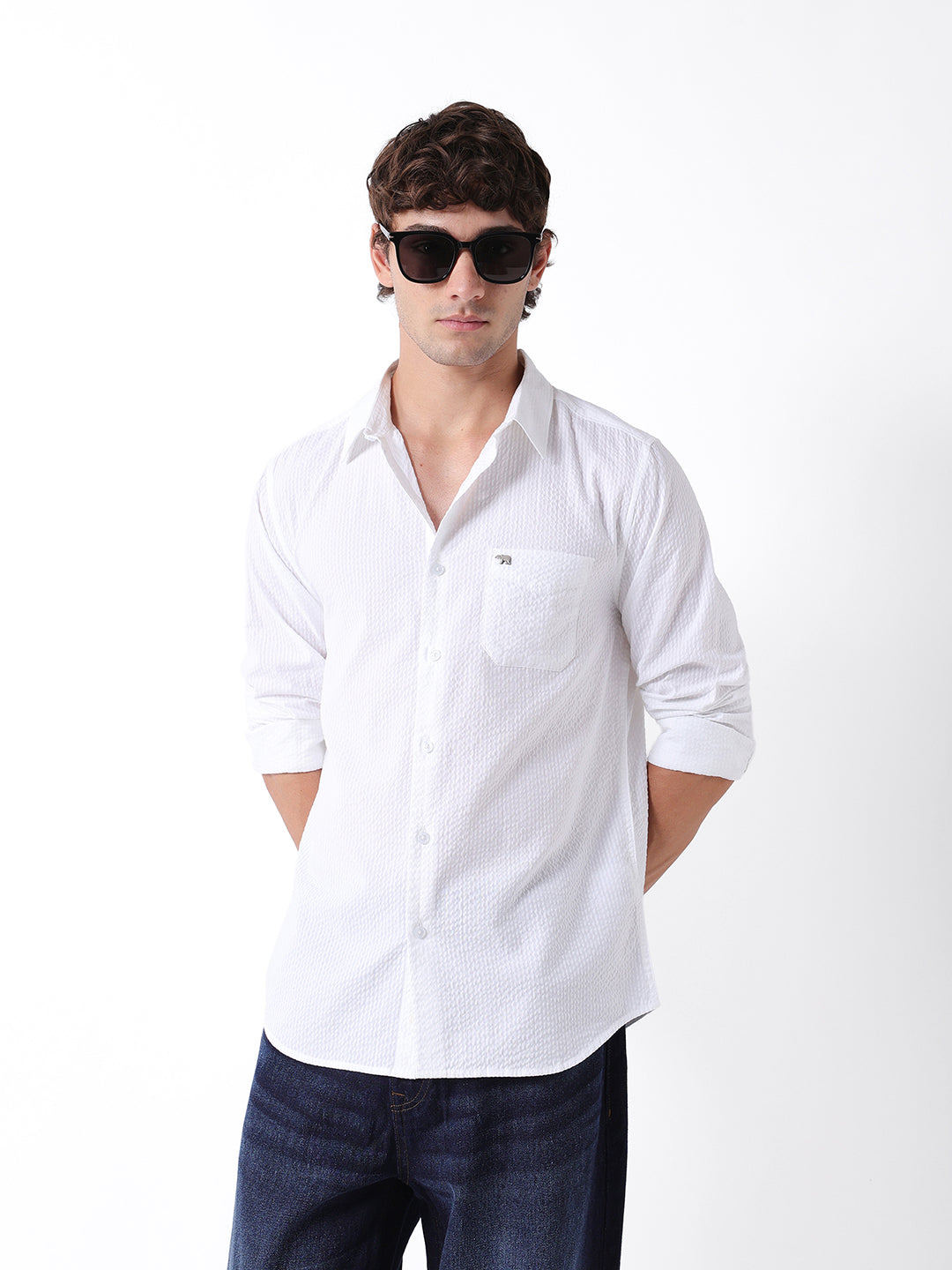 Men White Casual Shirt