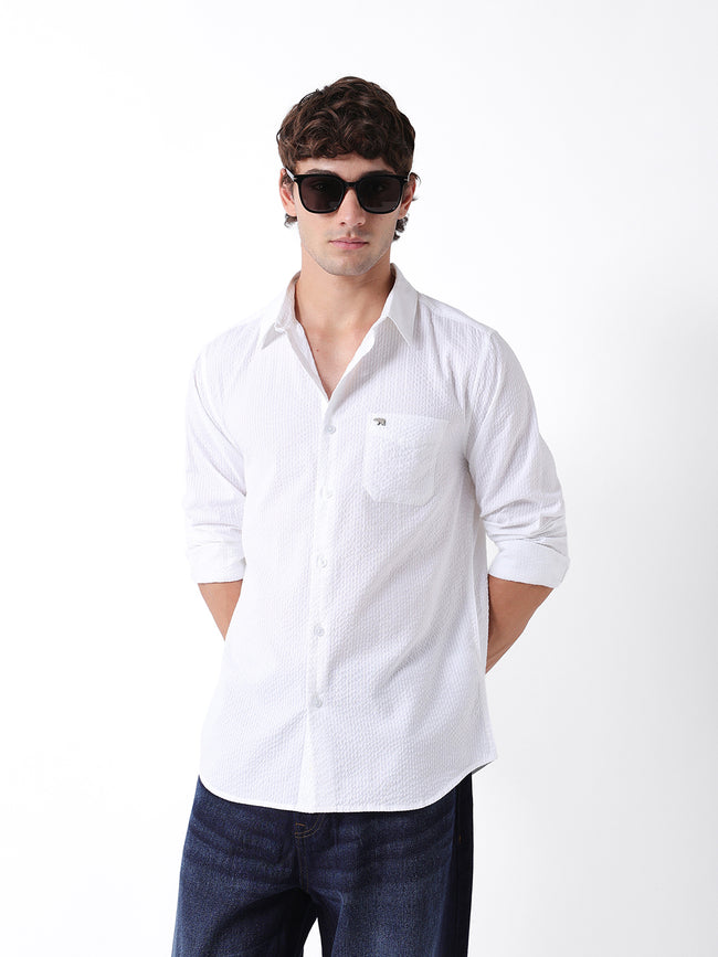 Men White Casual Shirt