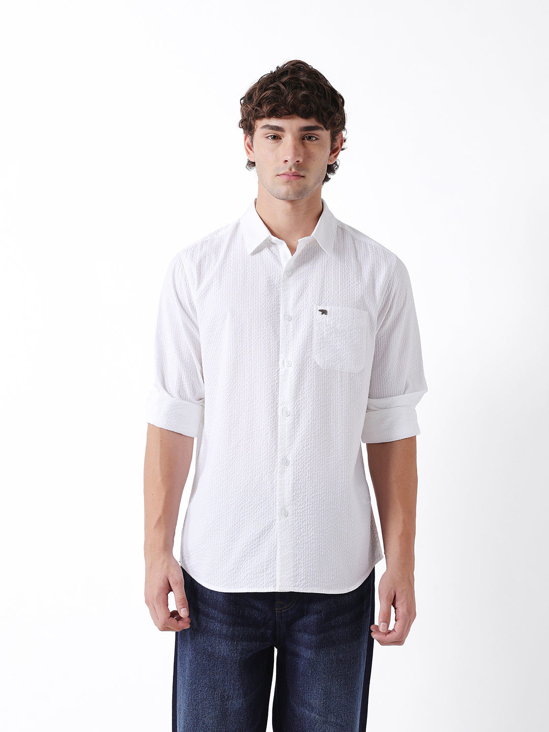 Men White Casual Shirt
