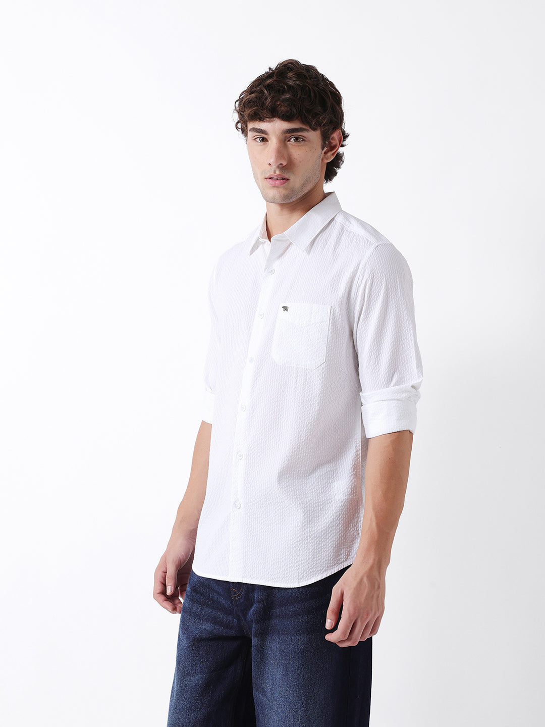 Men White Casual Shirt