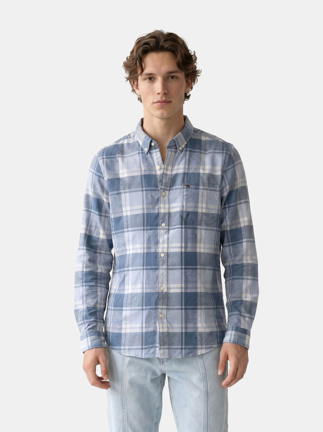 Men Blue Checked Shirt