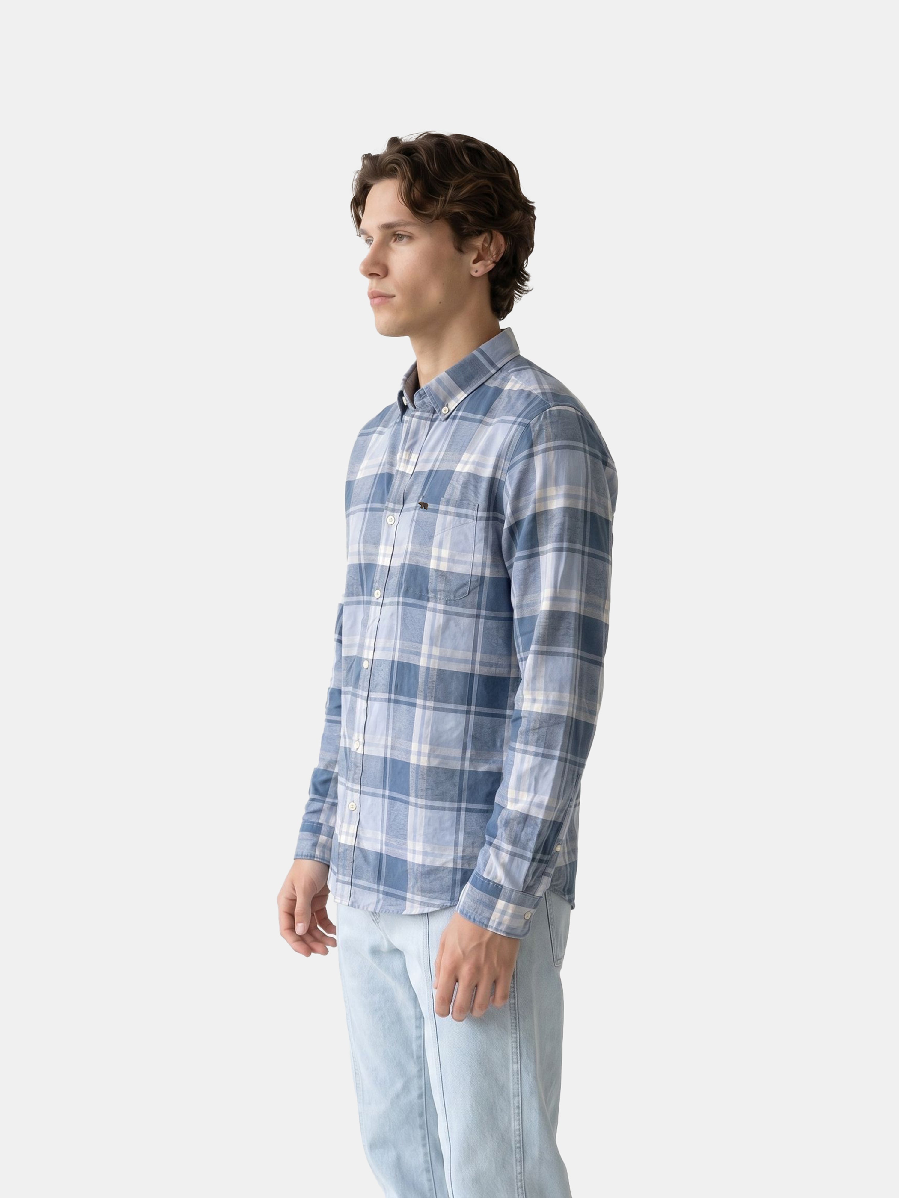 Men Blue Checked Shirt