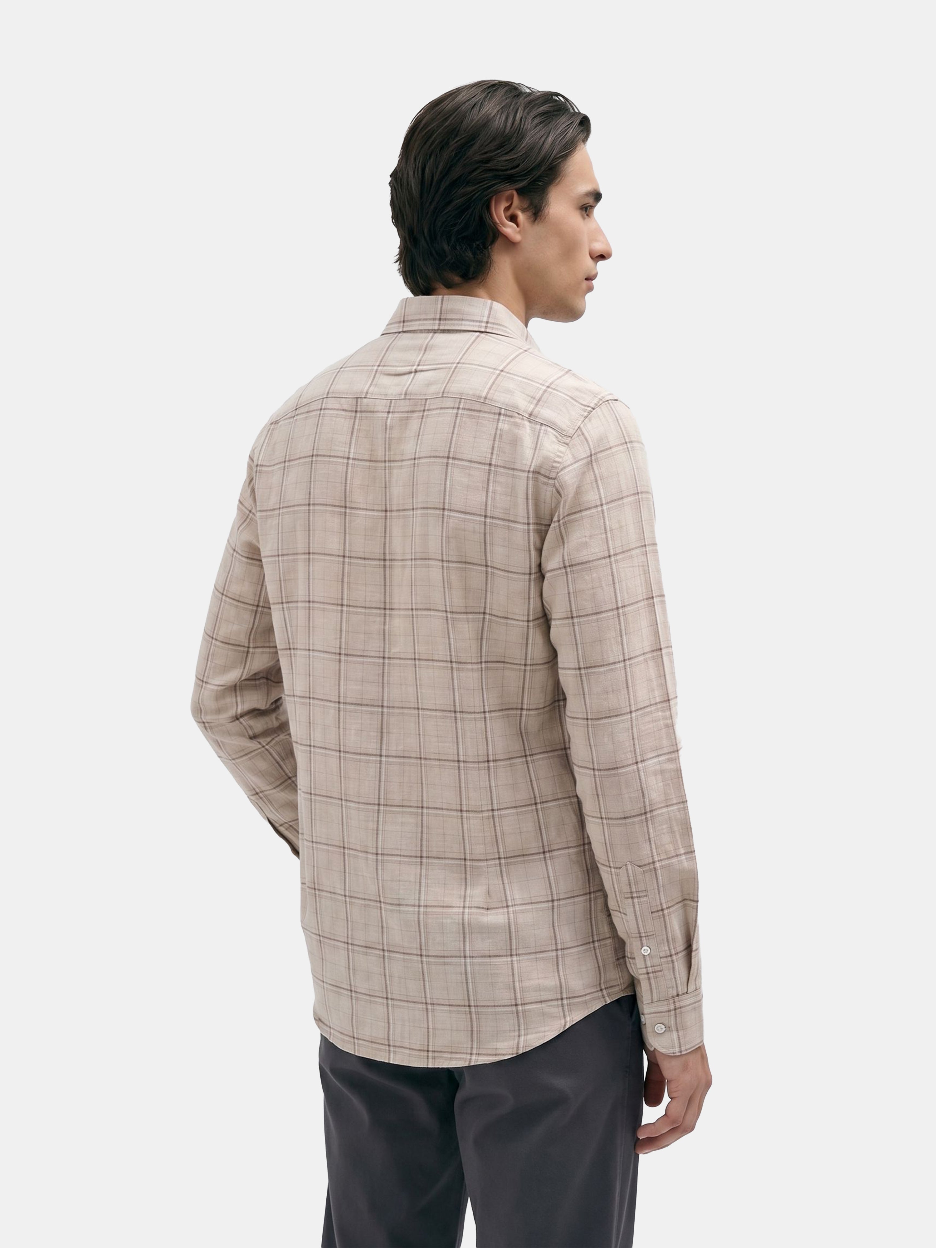 Men Cream Checked Shirt