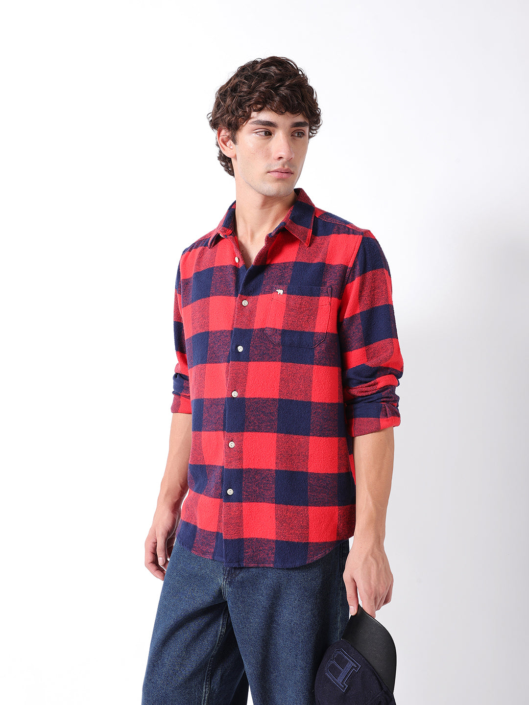 Men Red Checked Shirt
