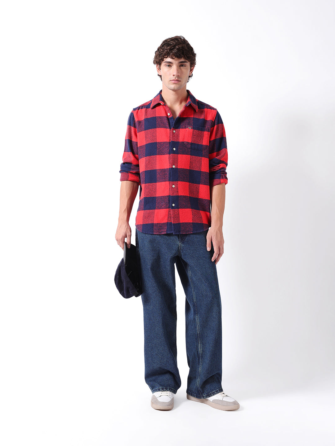 Men Red Checked Shirt