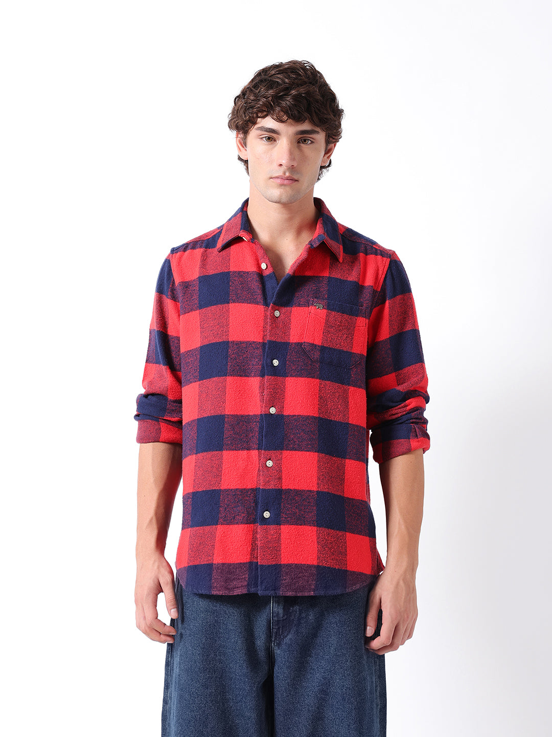 Men Red Checked Shirt