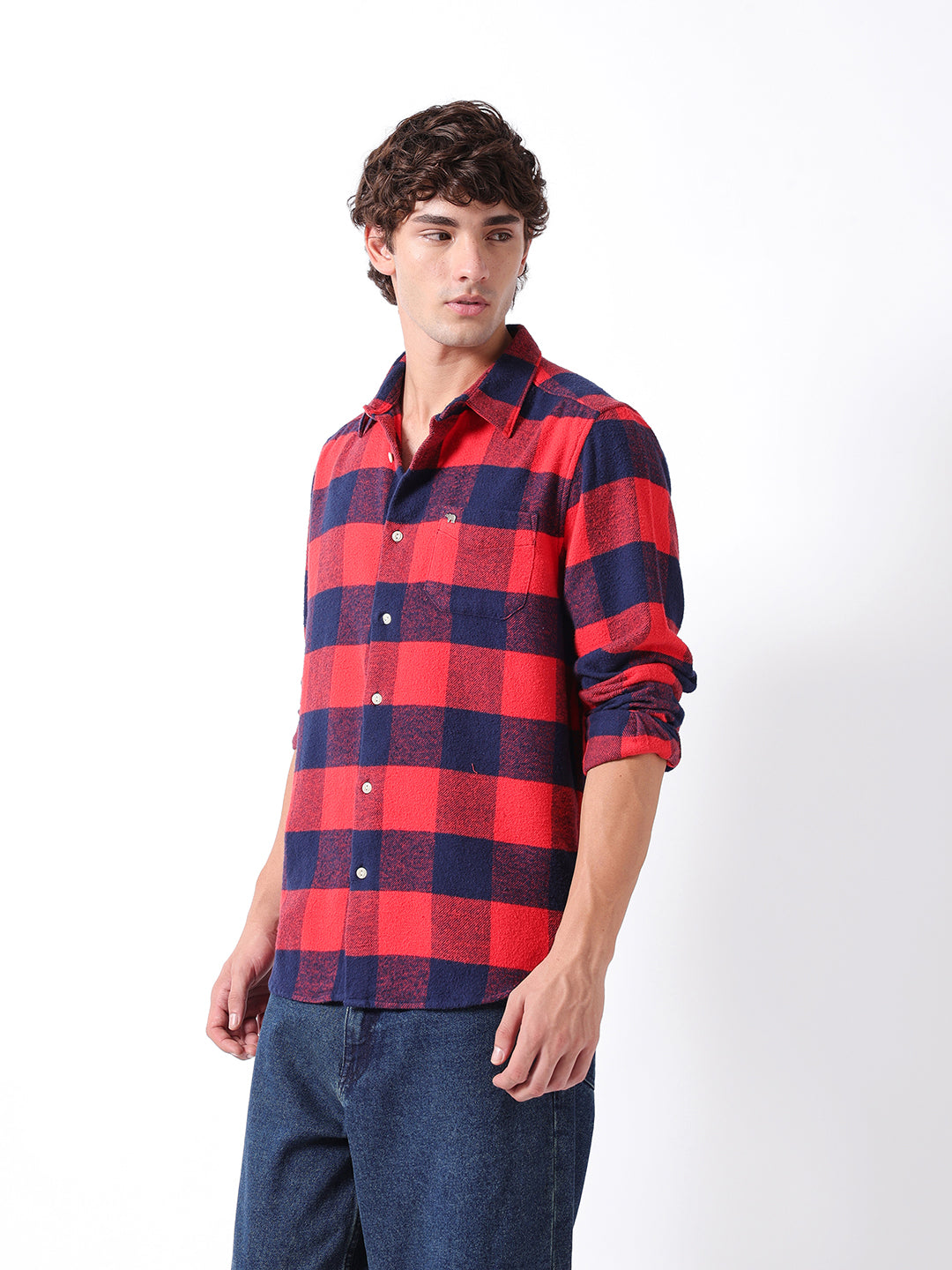 Men Red Checked Shirt