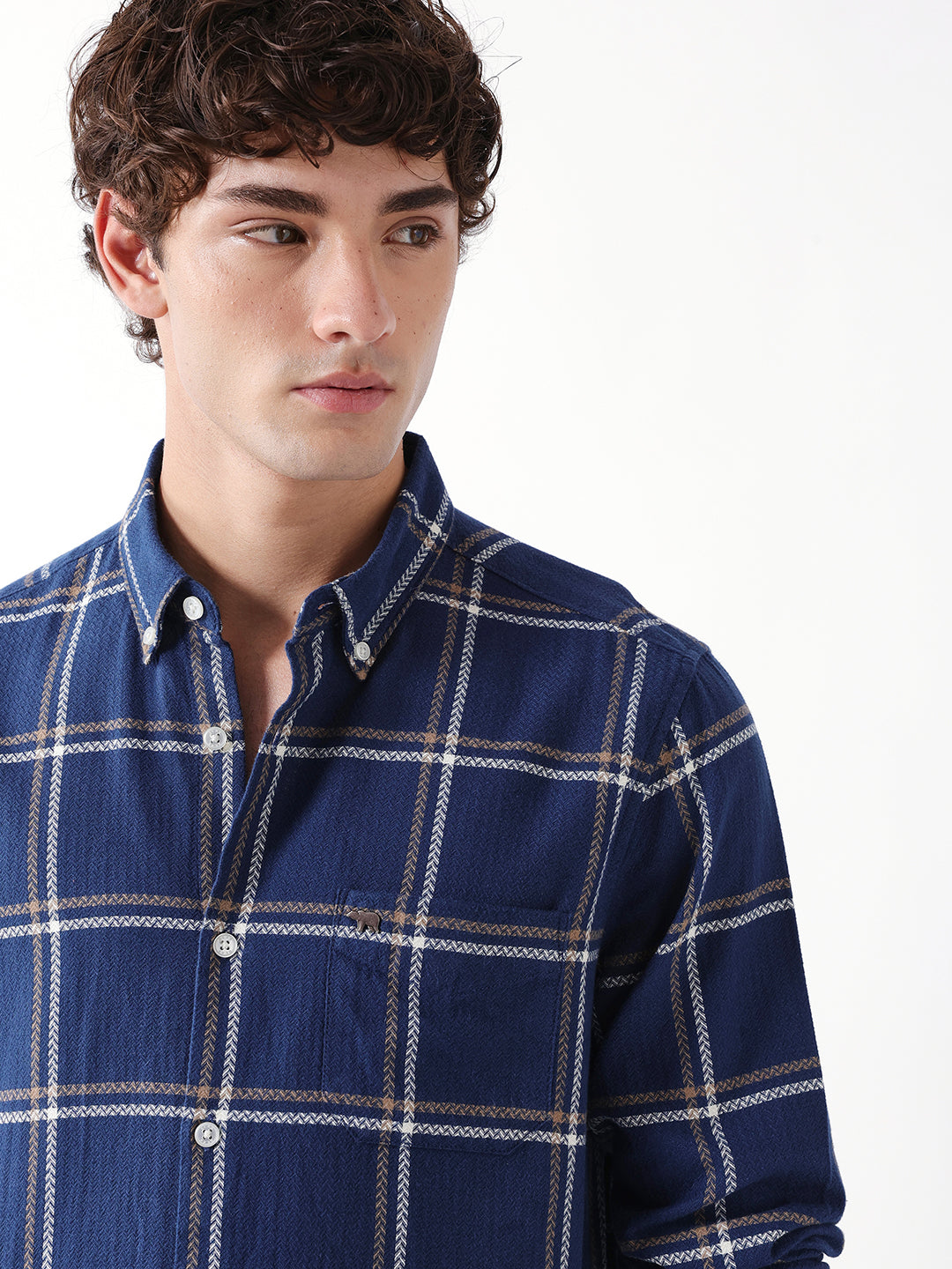 Men Navy  Checked Shirt