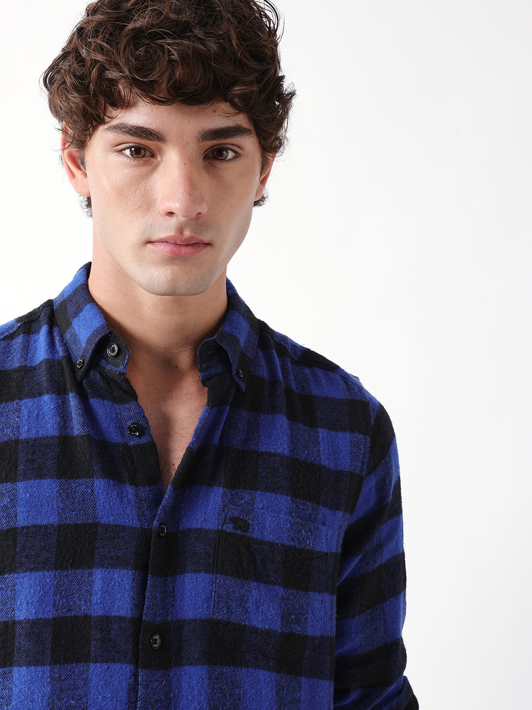 Men Blue Checked Shirt