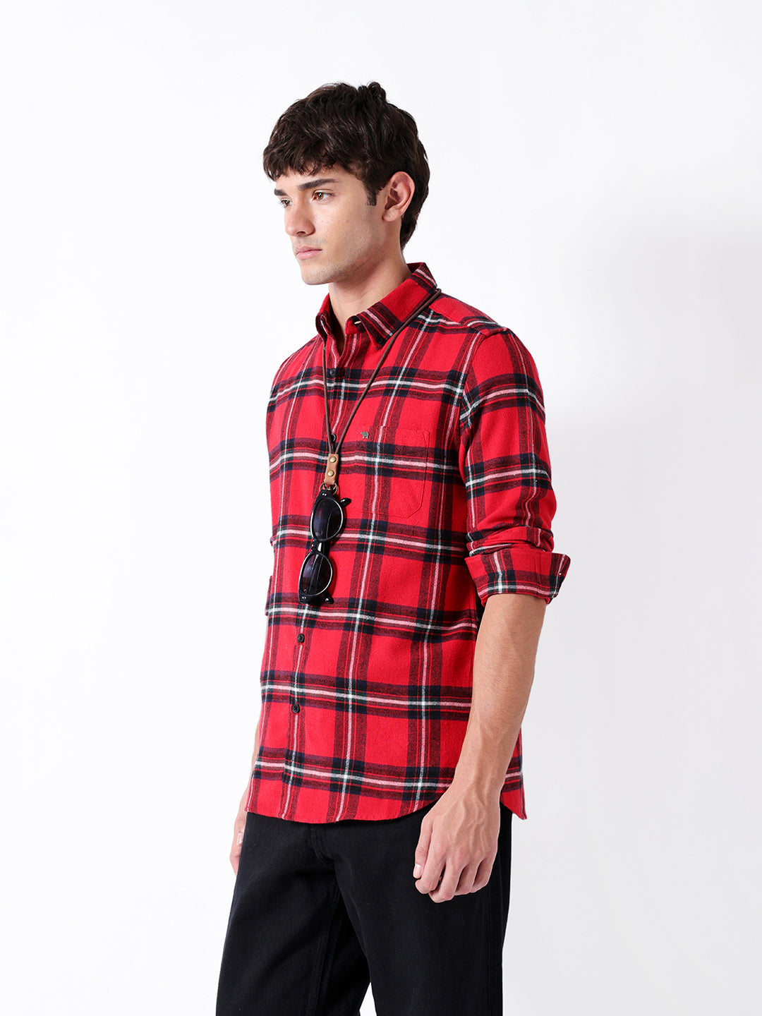 Men Red Checked Shirt
