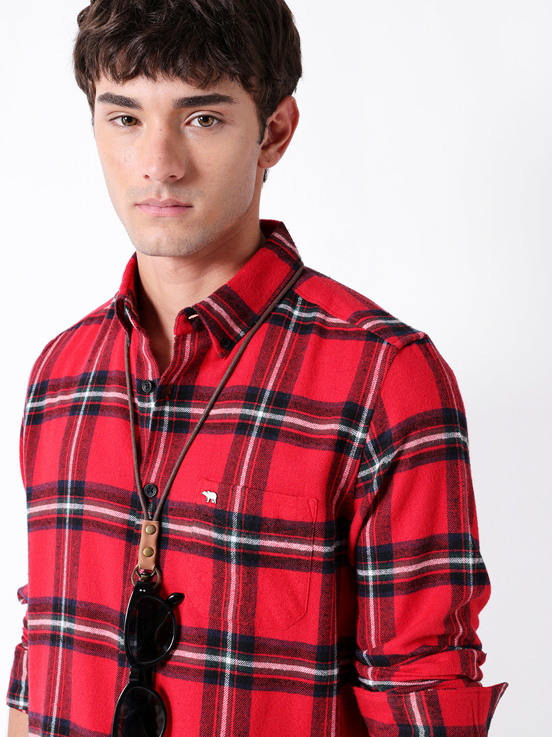 Men Red Checked Shirt