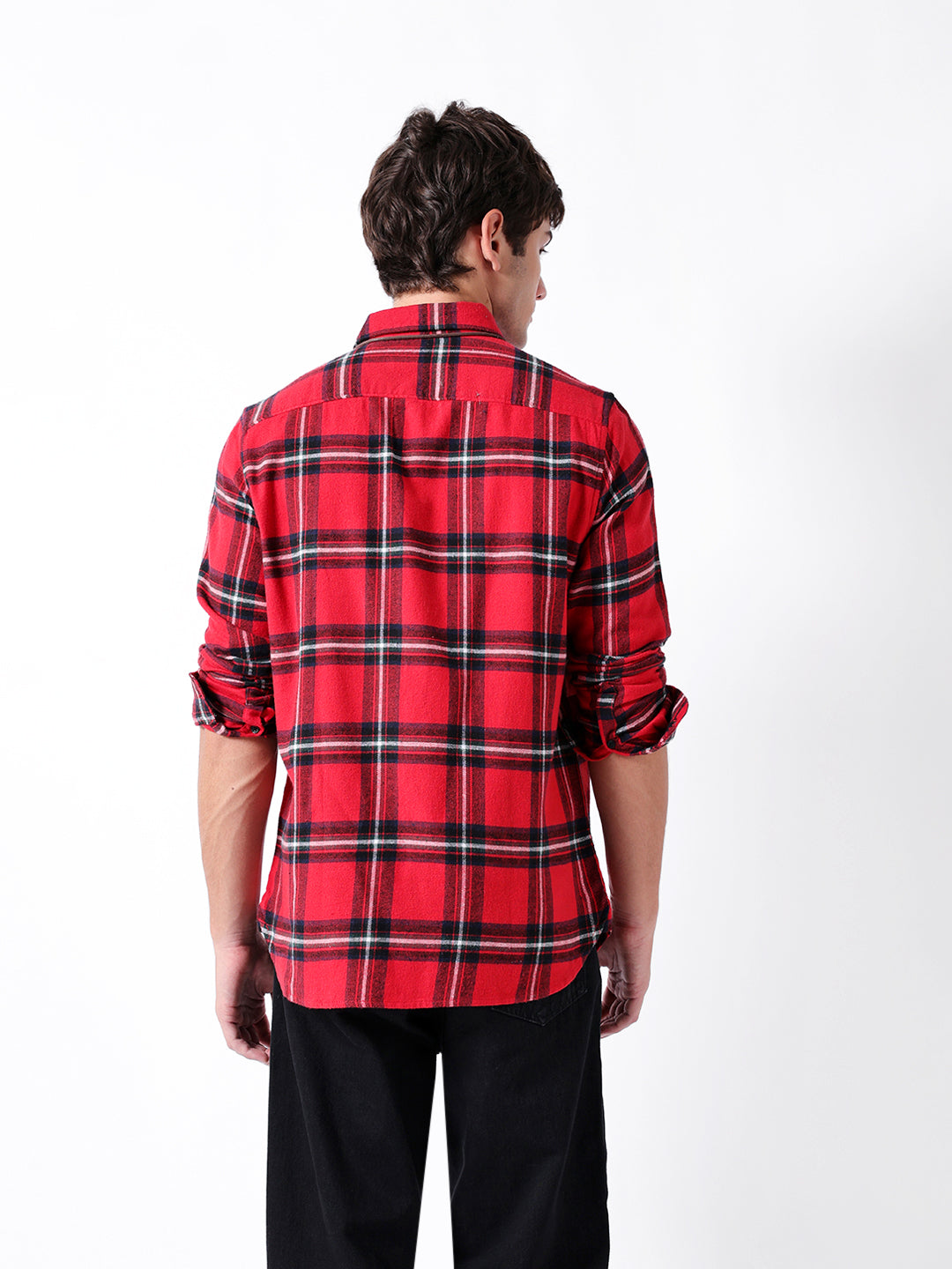 Men Red Checked Shirt