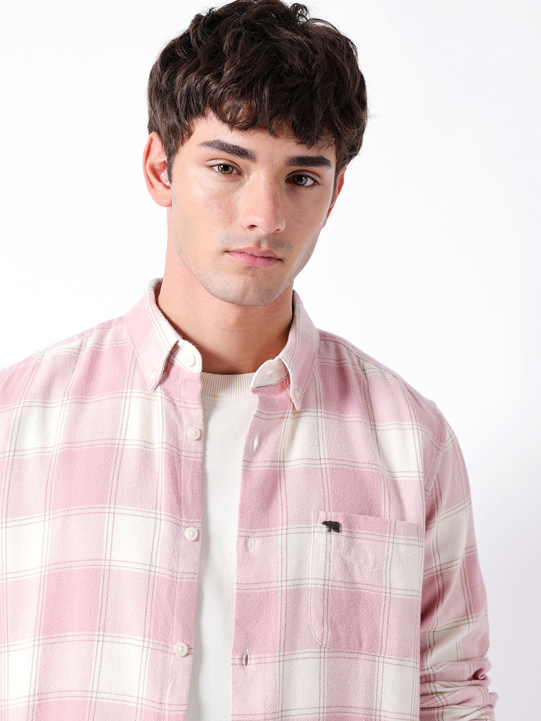 Men Pink Checked Shirt