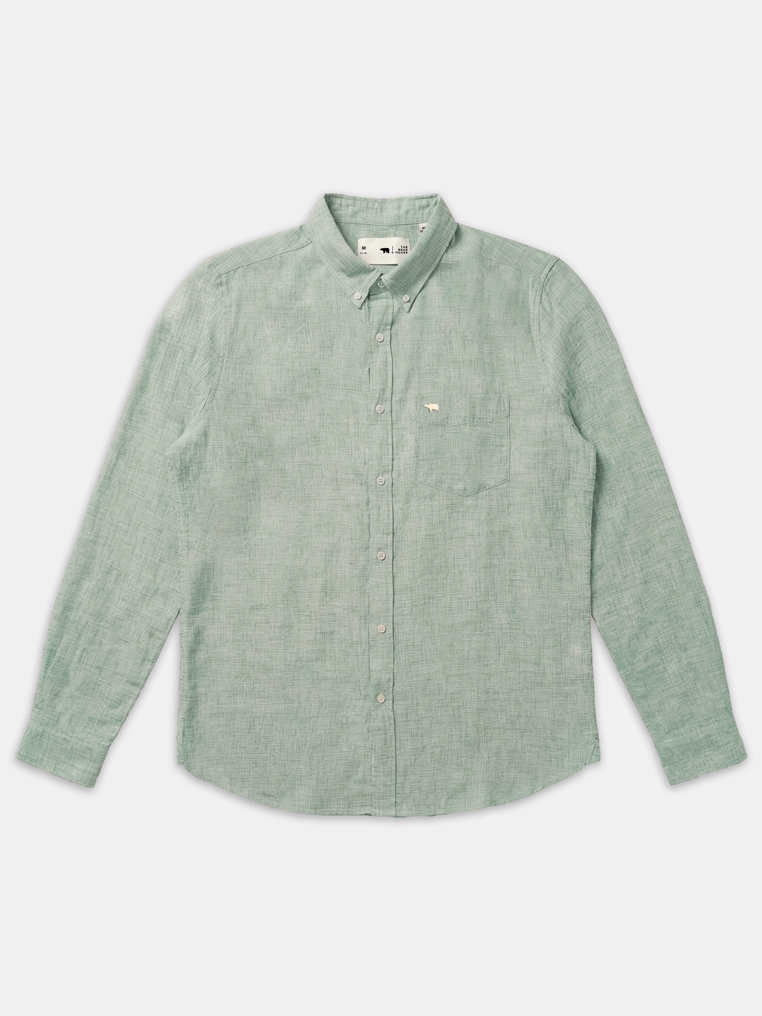 Men Green Polyester Textured Shirt