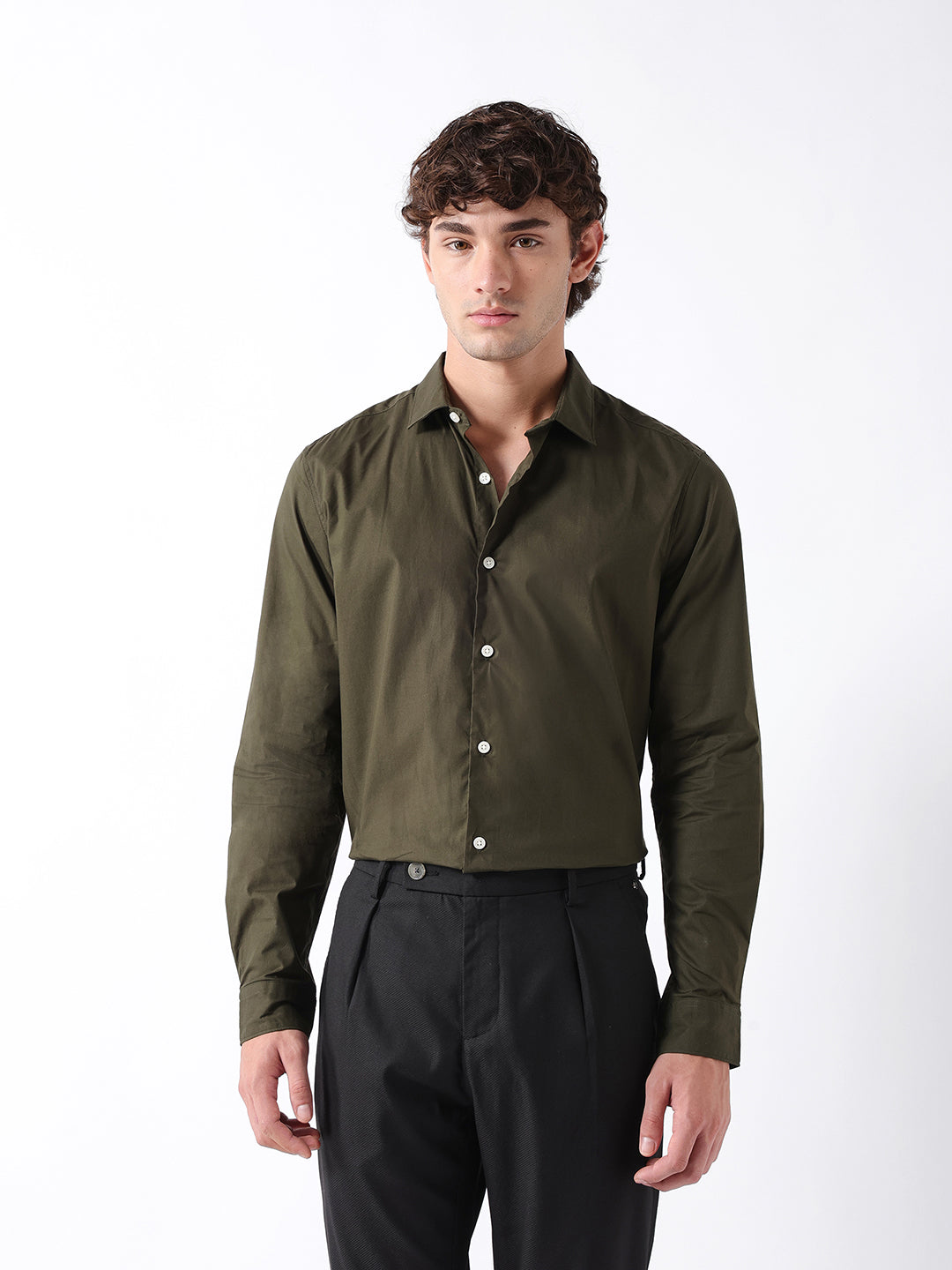 Men Olive Formal Shirt