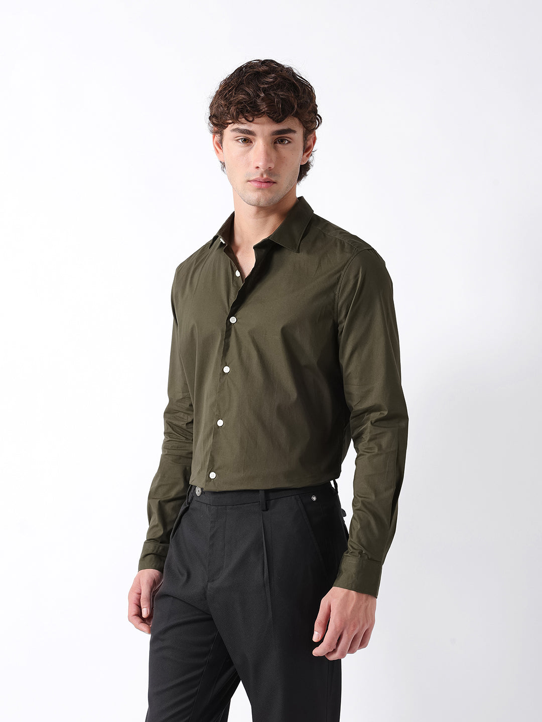 Men Olive Formal Shirt