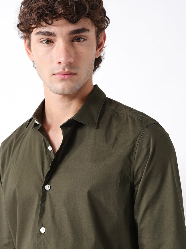 Men Olive Formal Shirt
