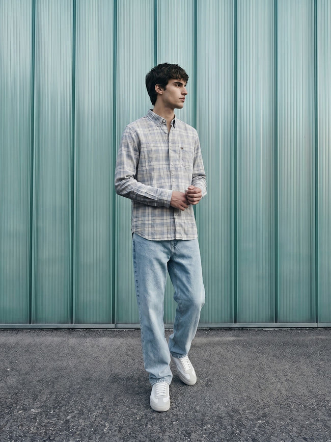 Men Blue Checked Shirt