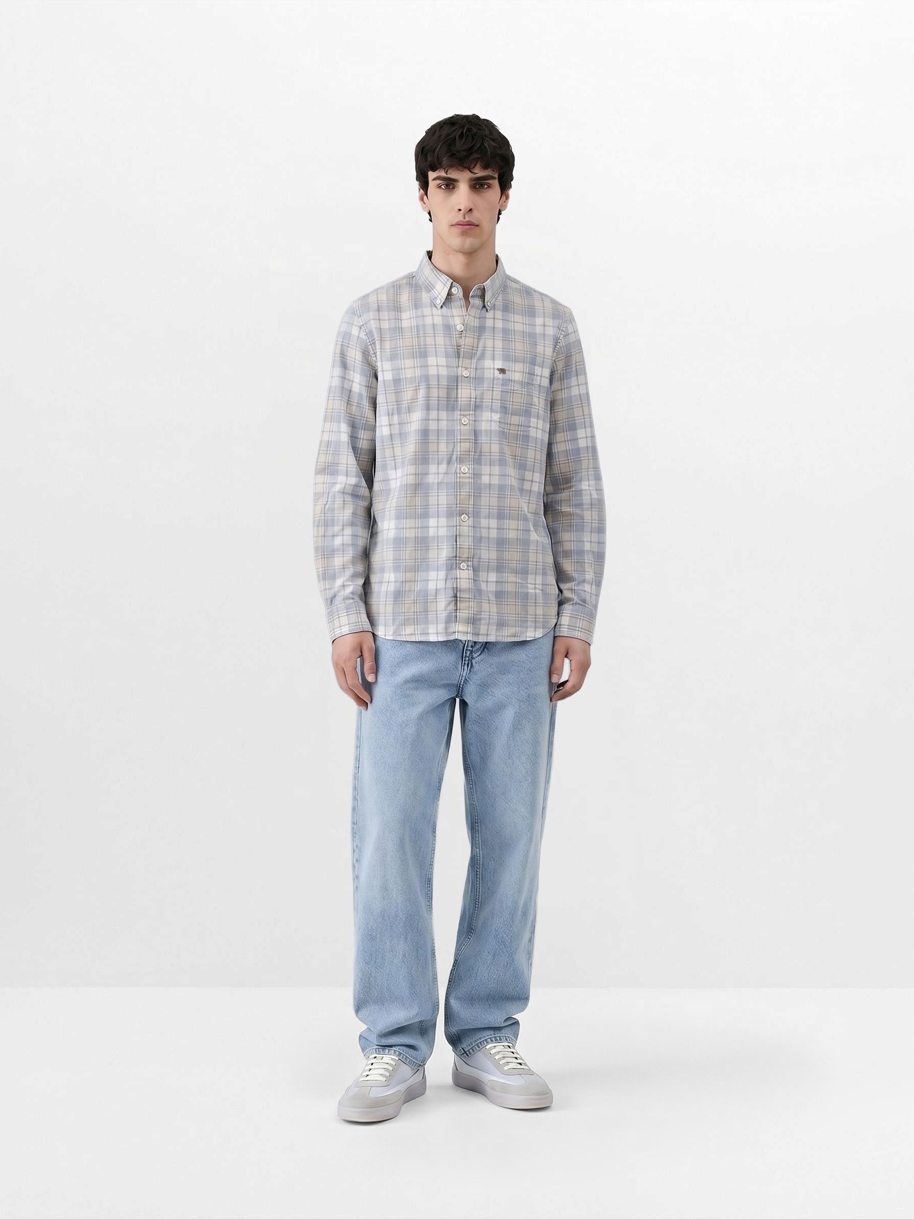 Men Blue Checked Shirt