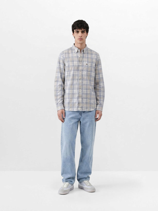 Men Blue Checked Shirt