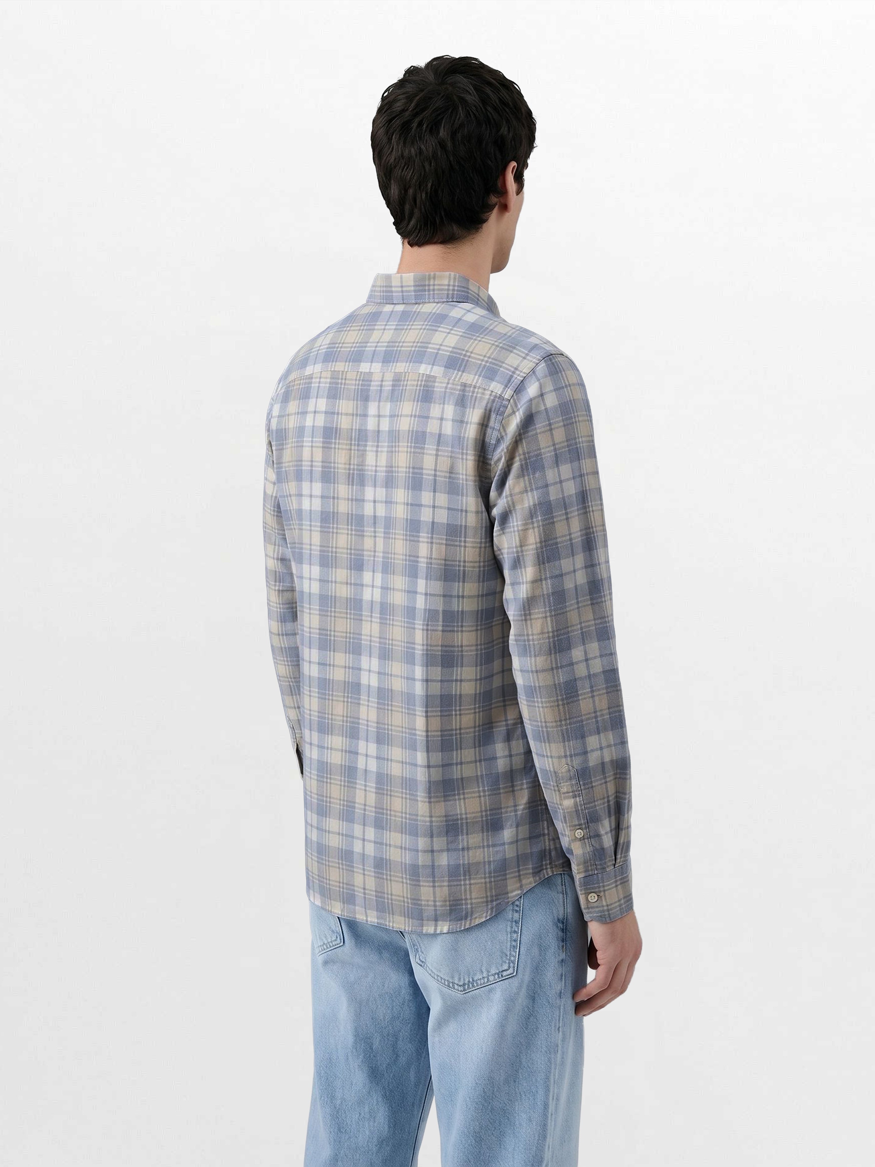 Men Blue Checked Shirt