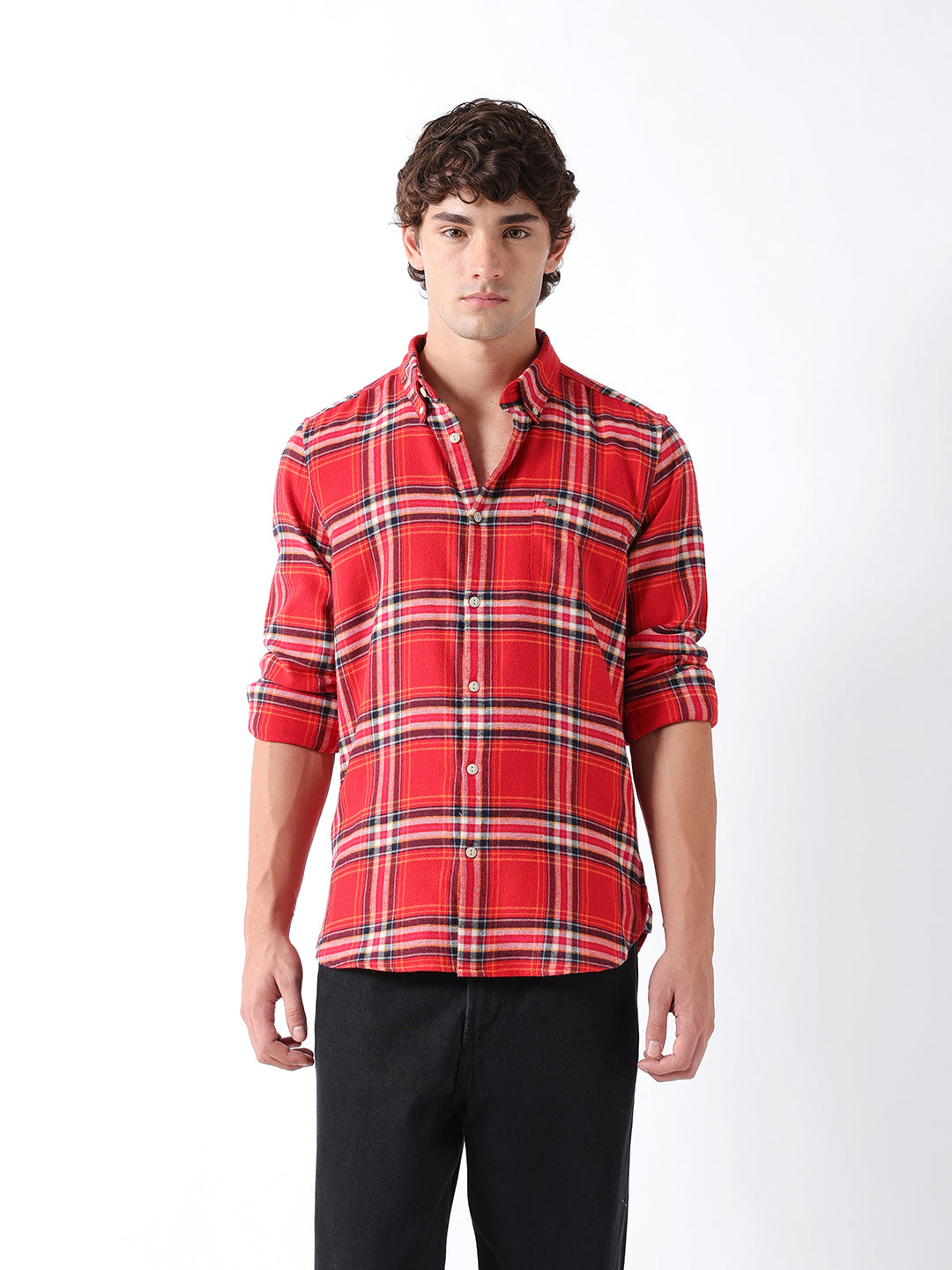 Men Red Checked Shirt