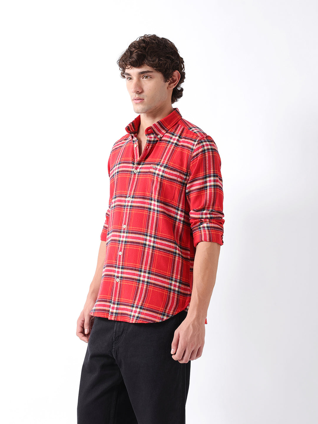 Men Red Checked Shirt