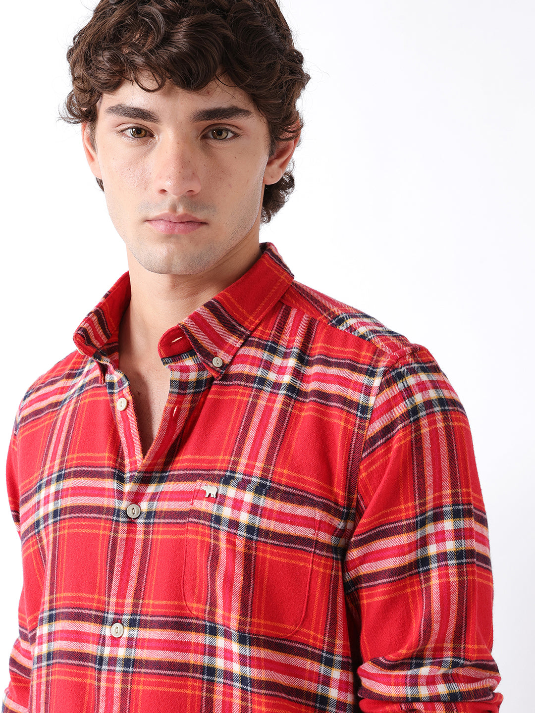 Men Red Checked Shirt