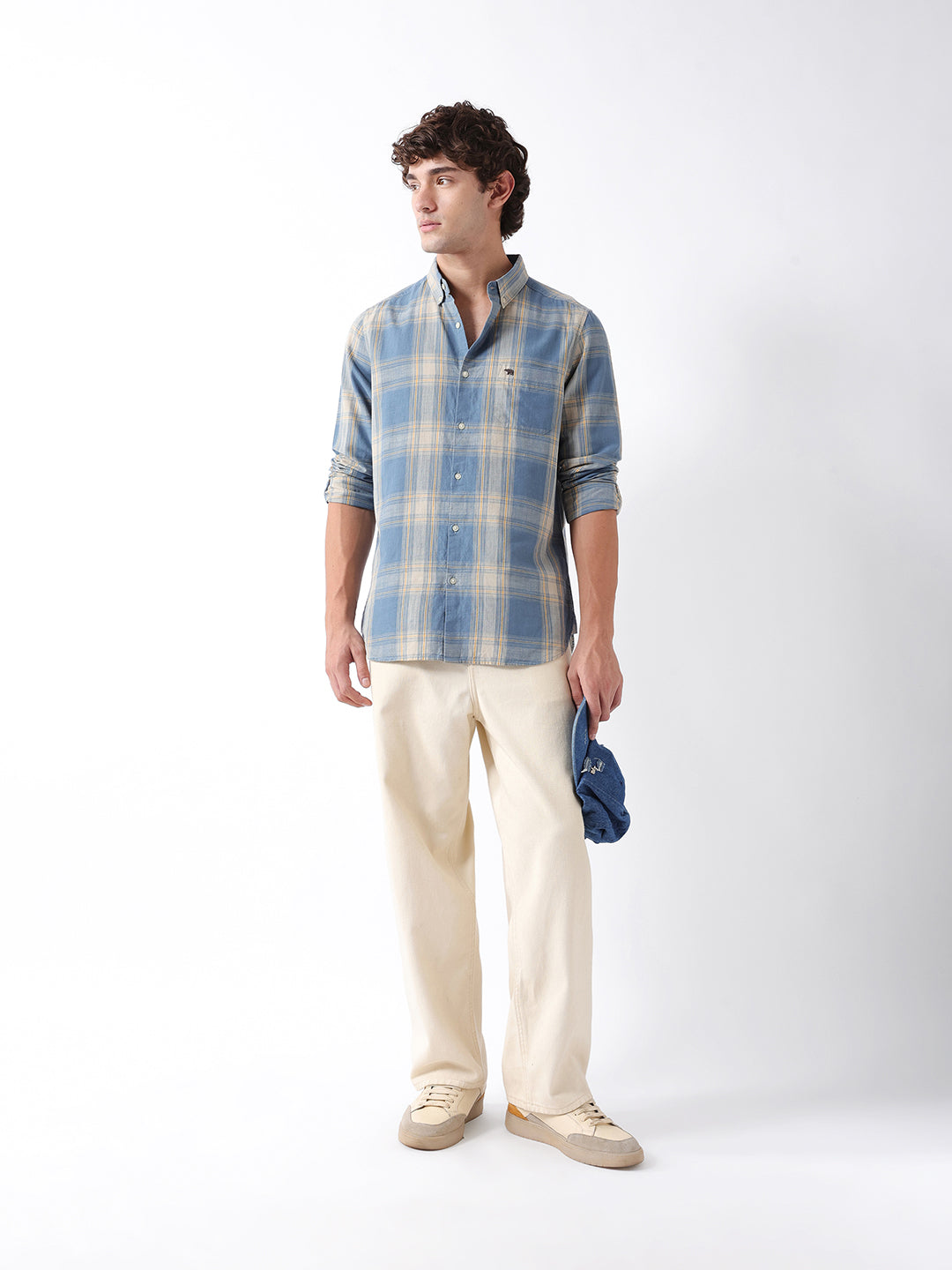 Men Blue Checked Shirt