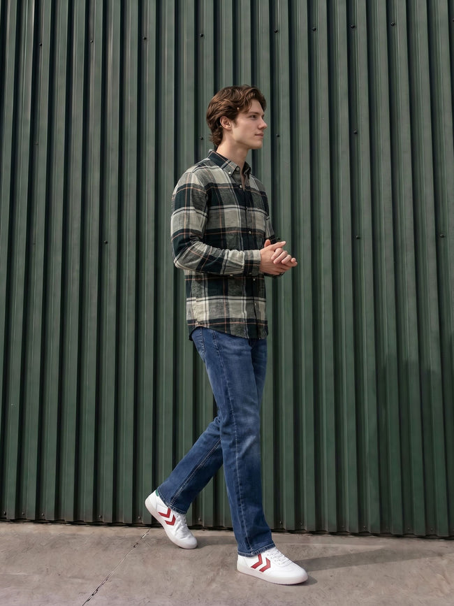 Men Green Checked Shirt