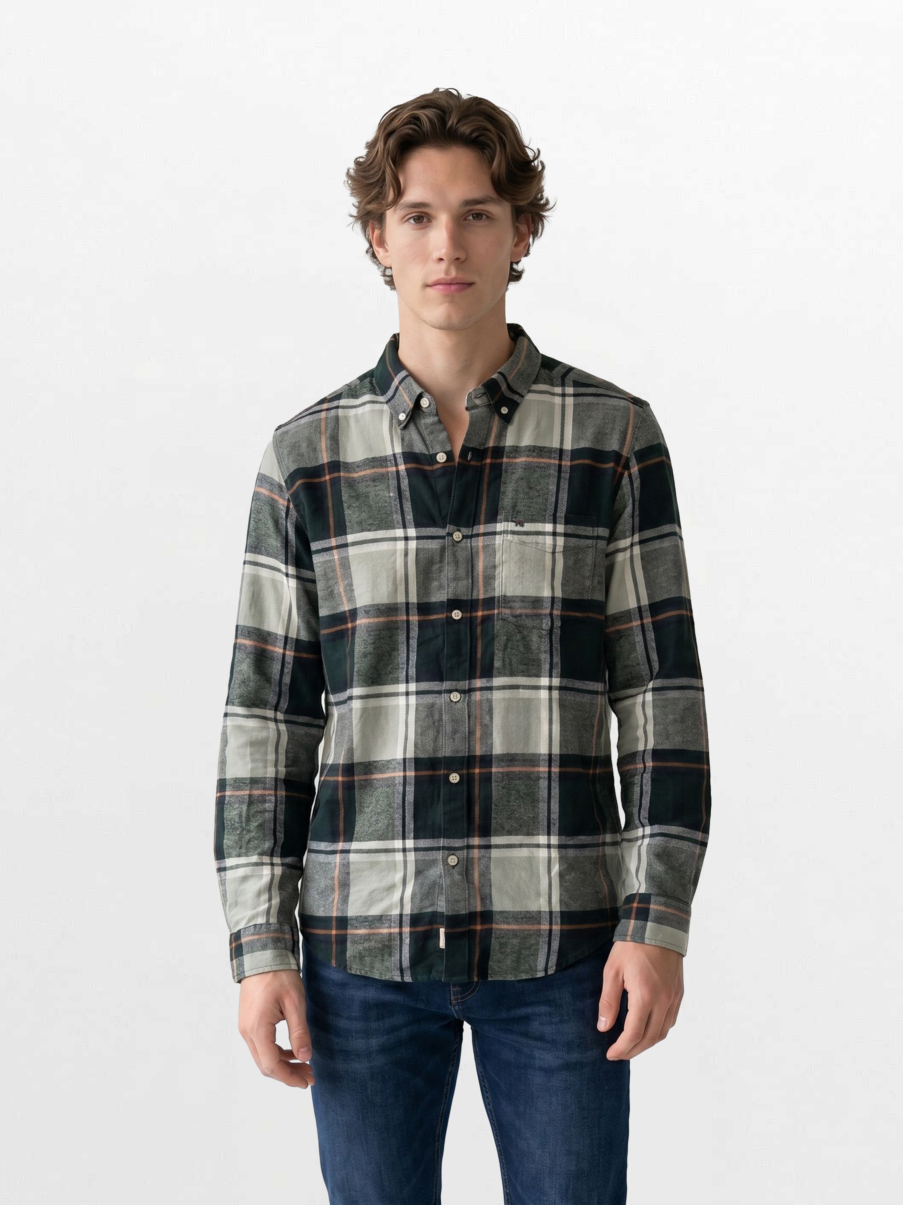 Men Green Checked Shirt