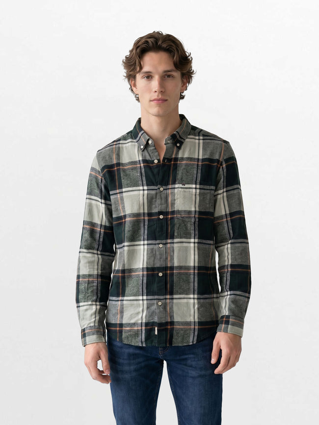 Men Green Checked Shirt