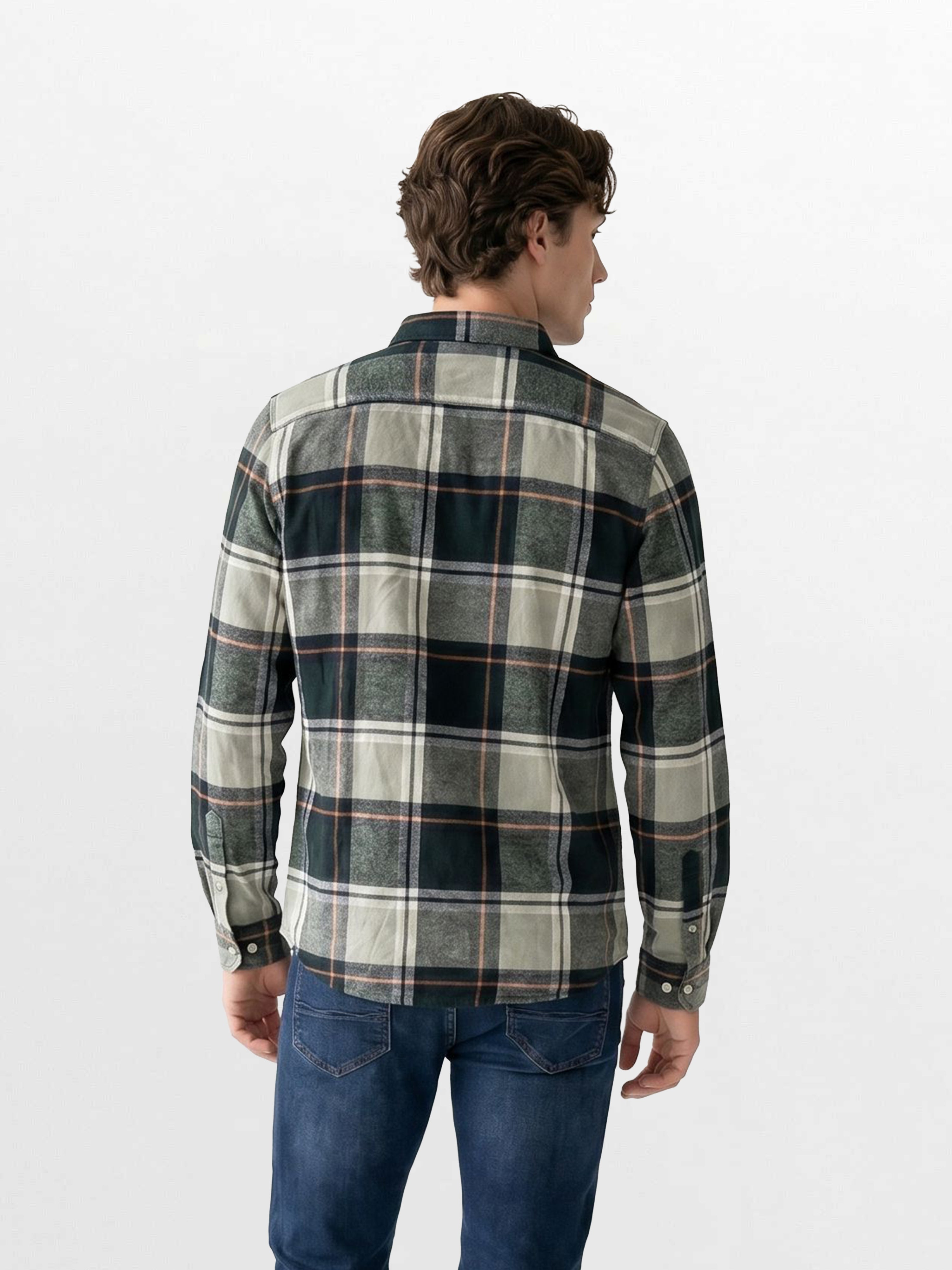 Men Green Checked Shirt