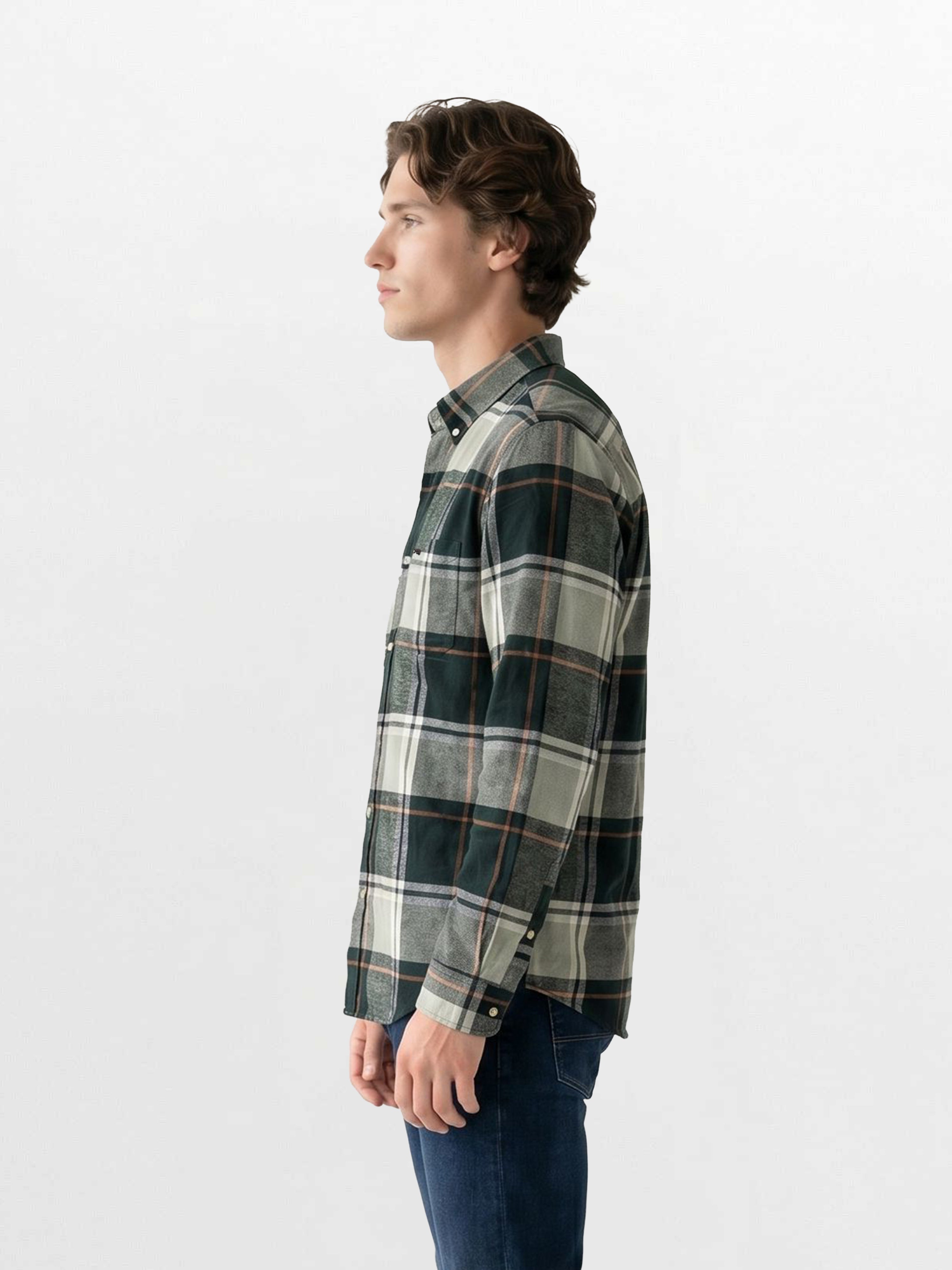 Men Green Checked Shirt