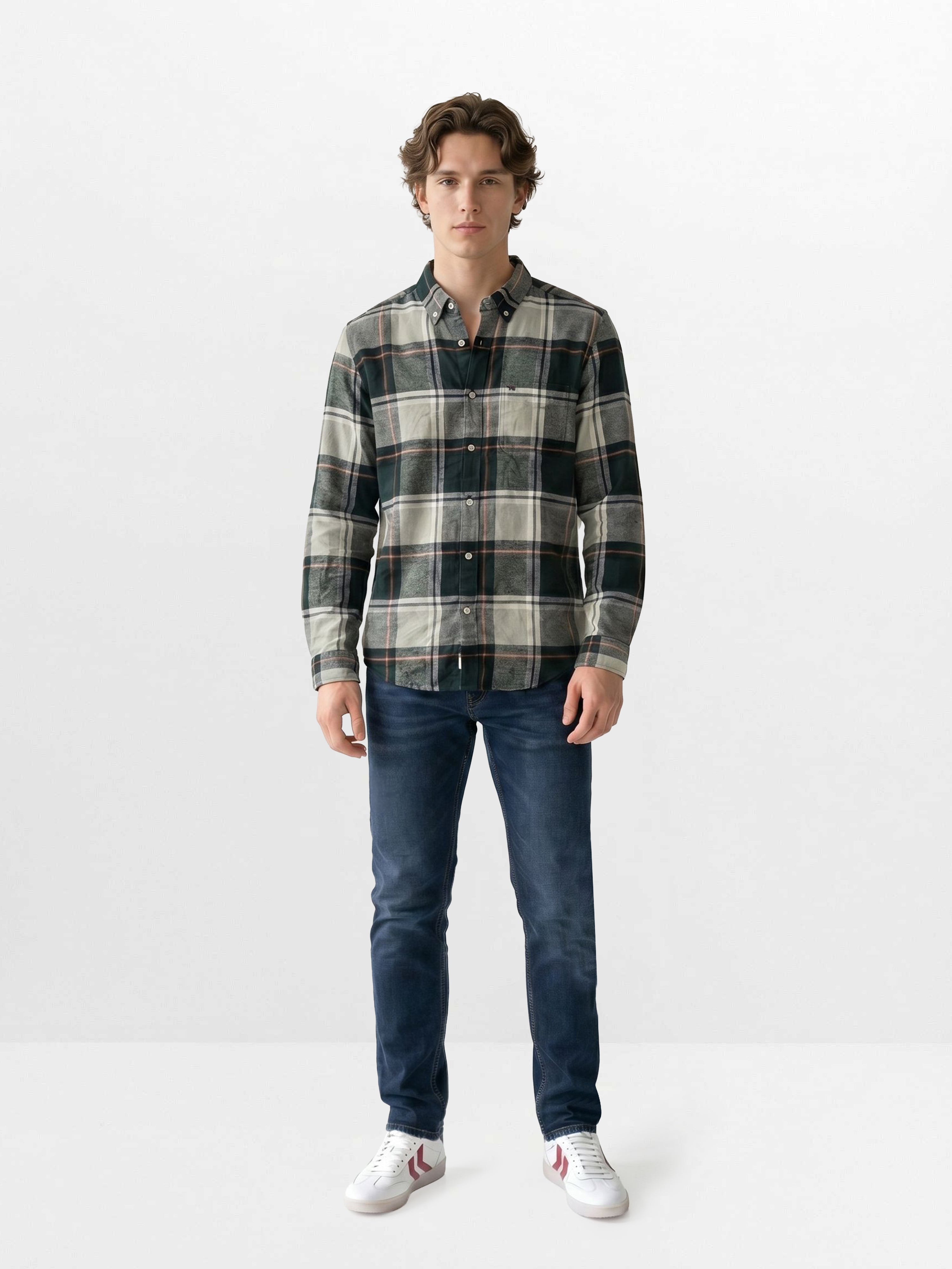 Men Green Checked Shirt