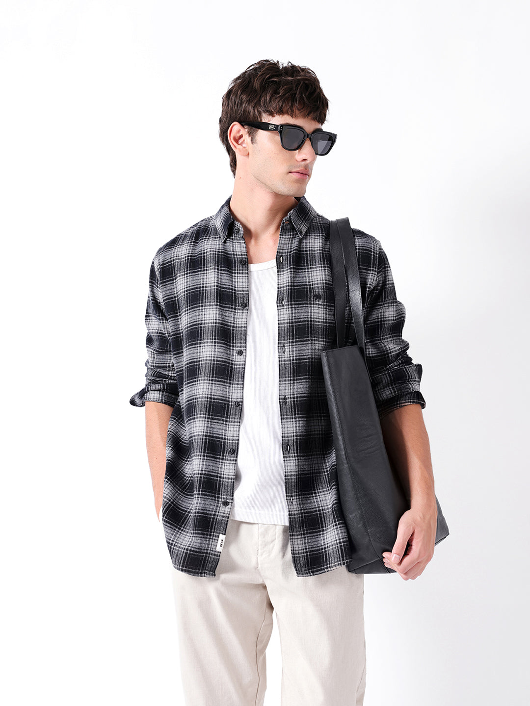 Men Black Checked Shirt