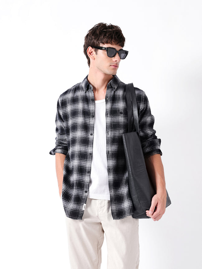 Men Black Checked Shirt
