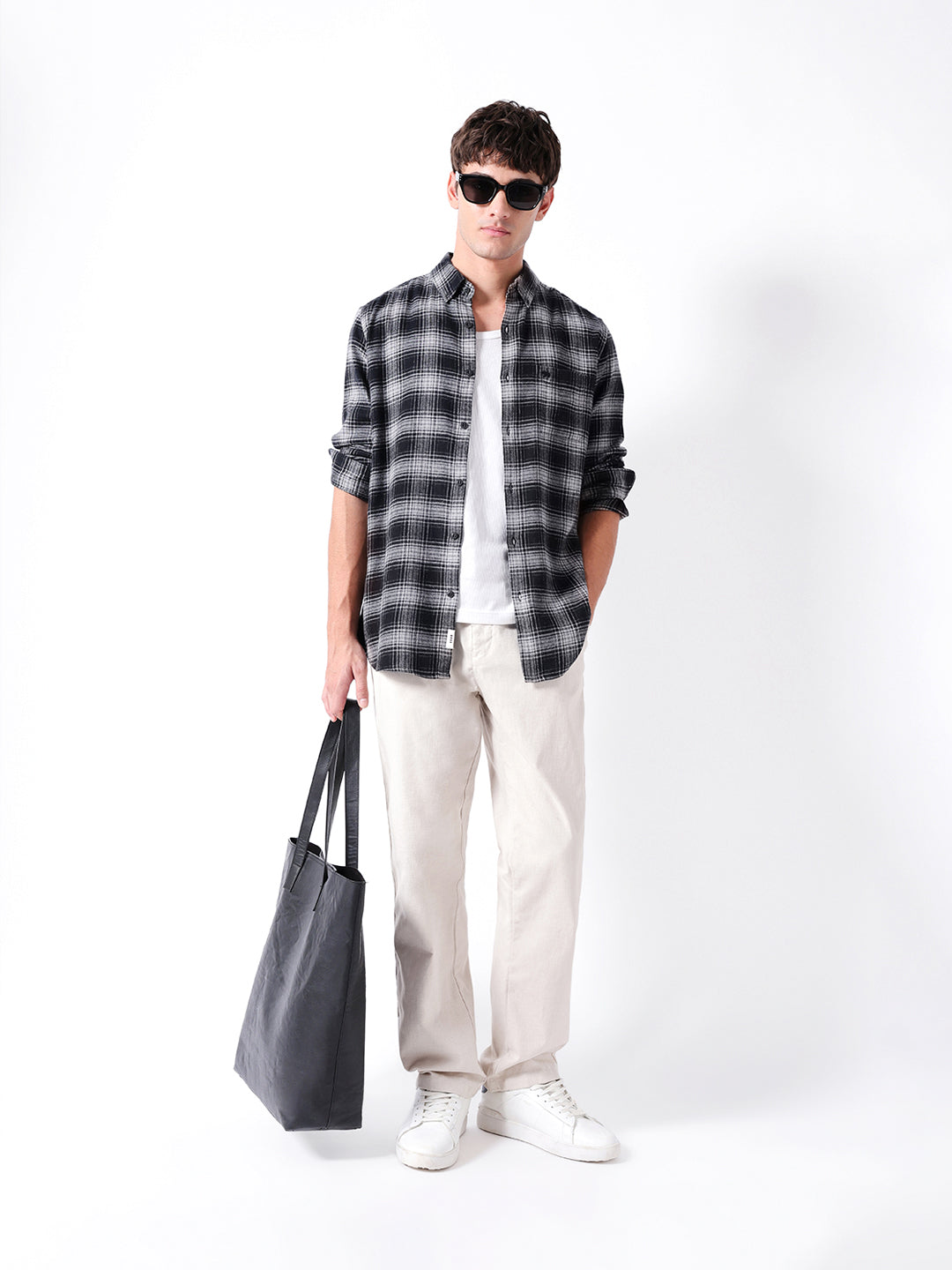 Men Black Checked Shirt