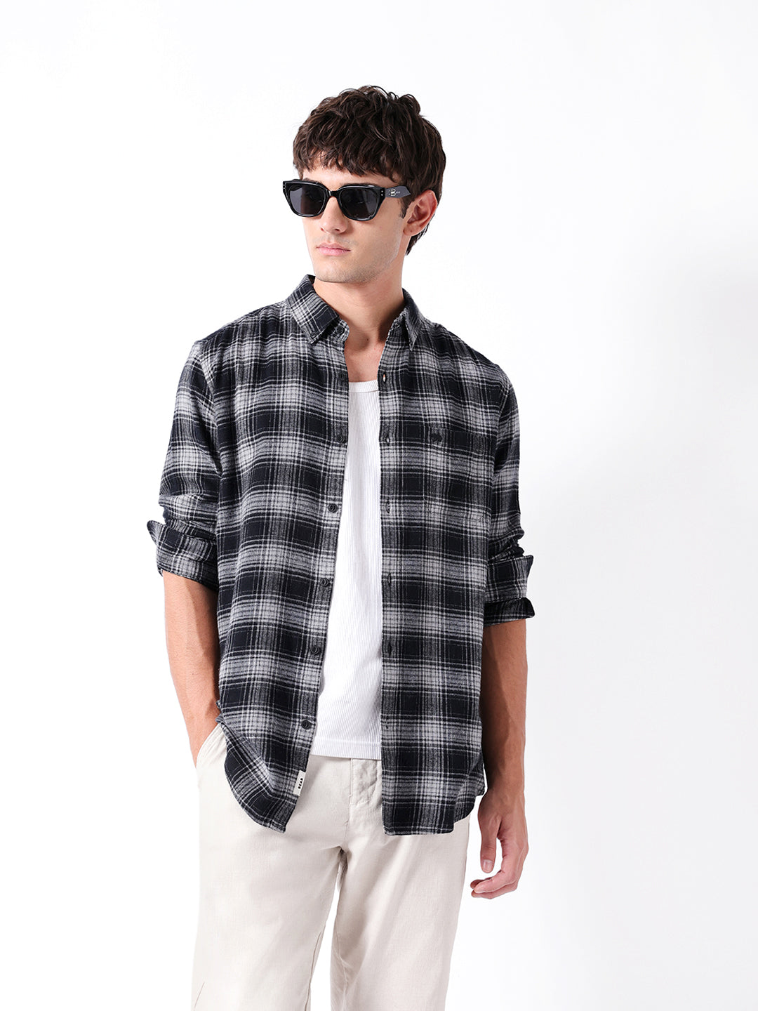 Men Black Checked Shirt
