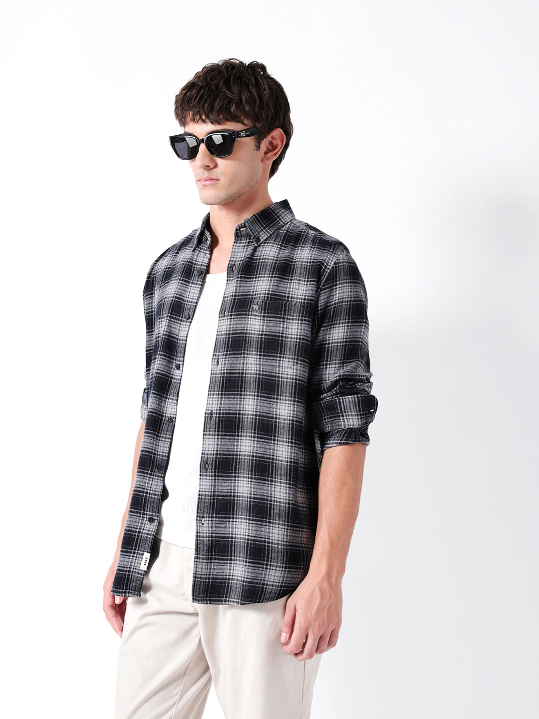 Men Black Checked Shirt