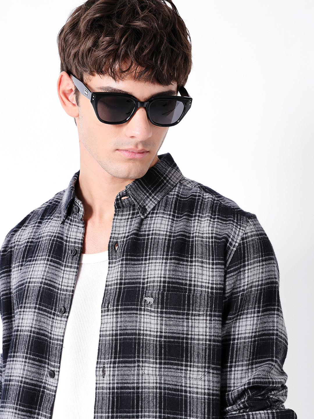 Men Black Checked Shirt