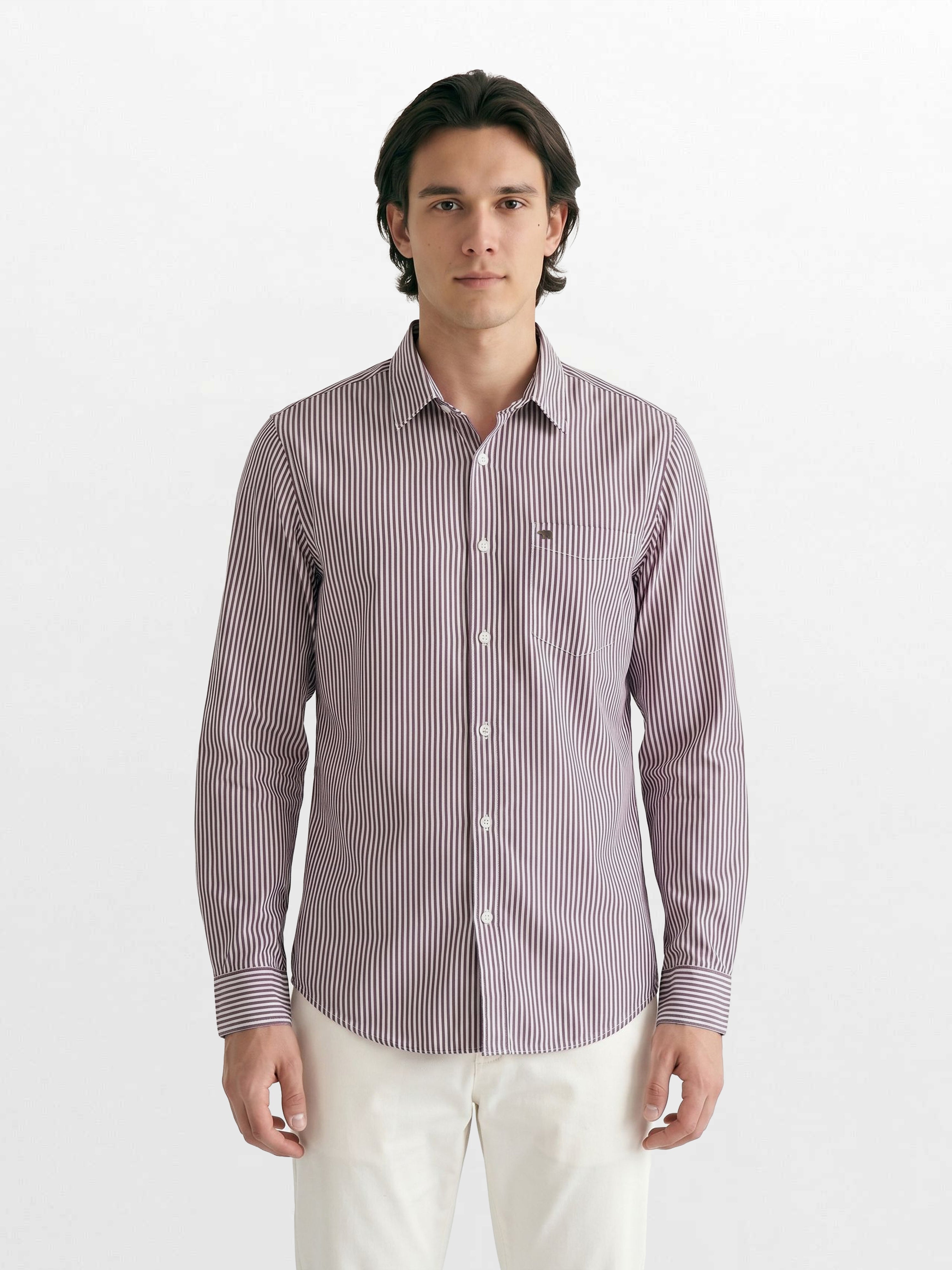Men Maroon Striped Shirt