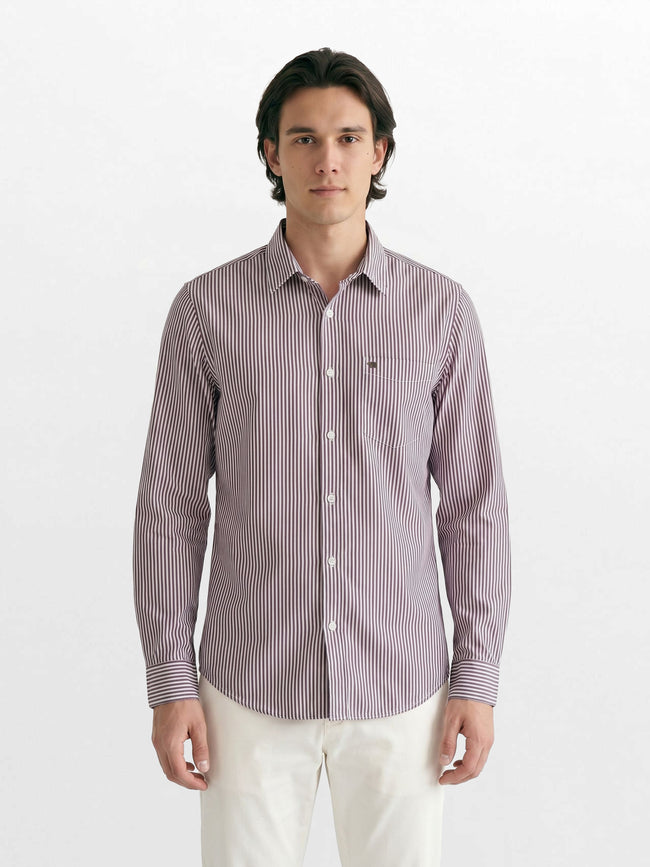 Men Maroon Striped Shirt