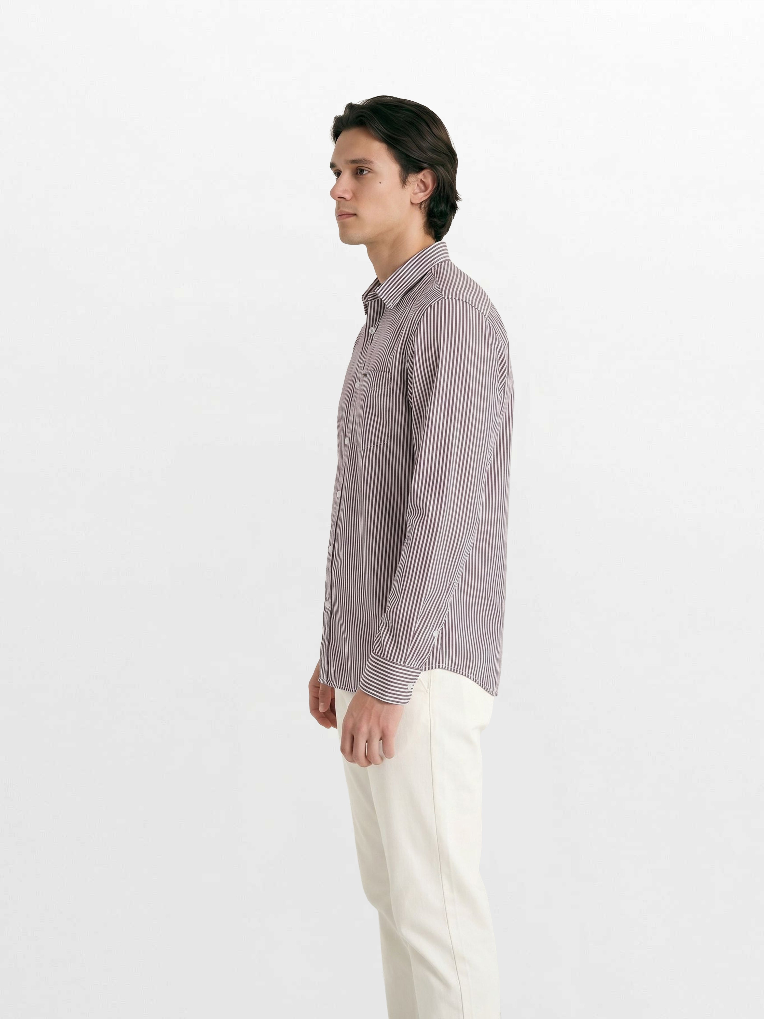 Men Maroon Striped Shirt