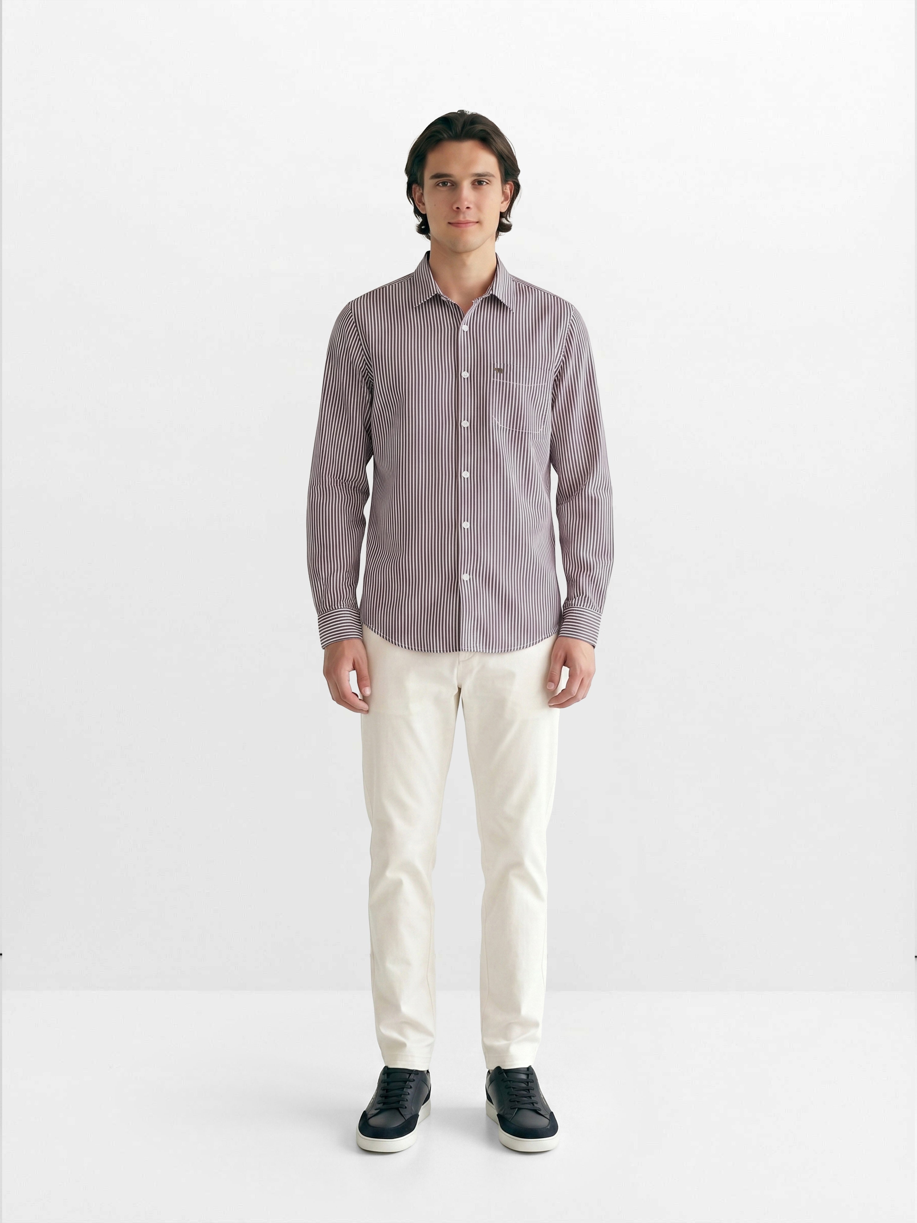 Men Maroon Striped Shirt